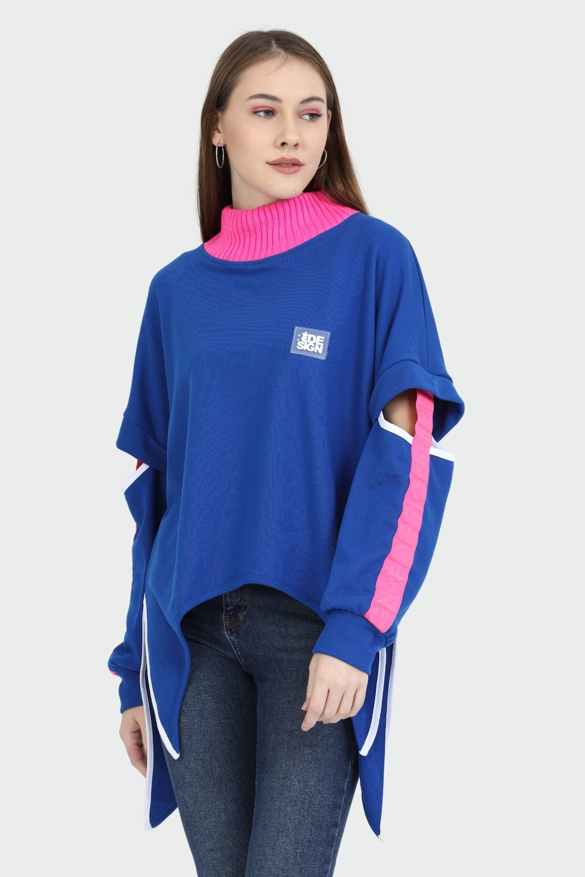Neon Strip Asymmetric Blouse