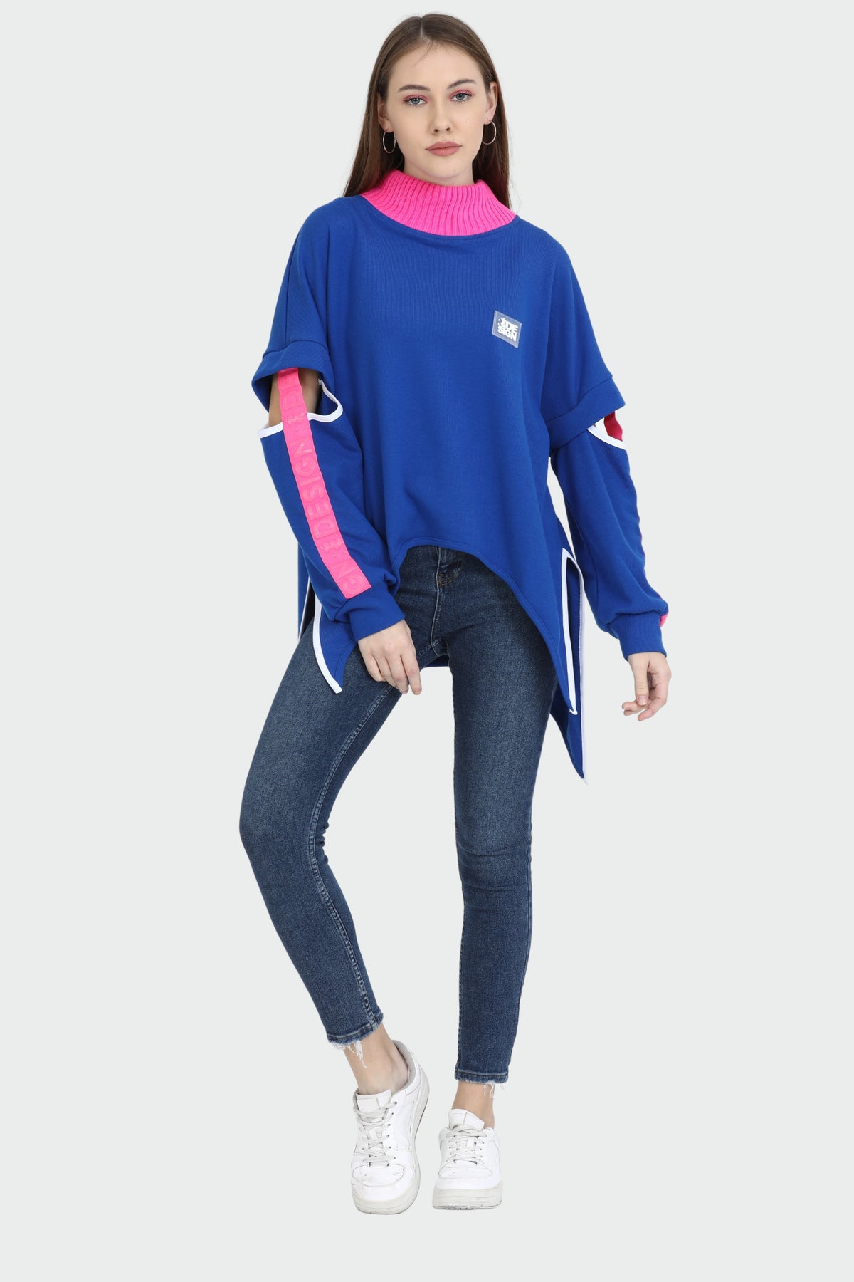 Neon Strip Asymmetric Blouse