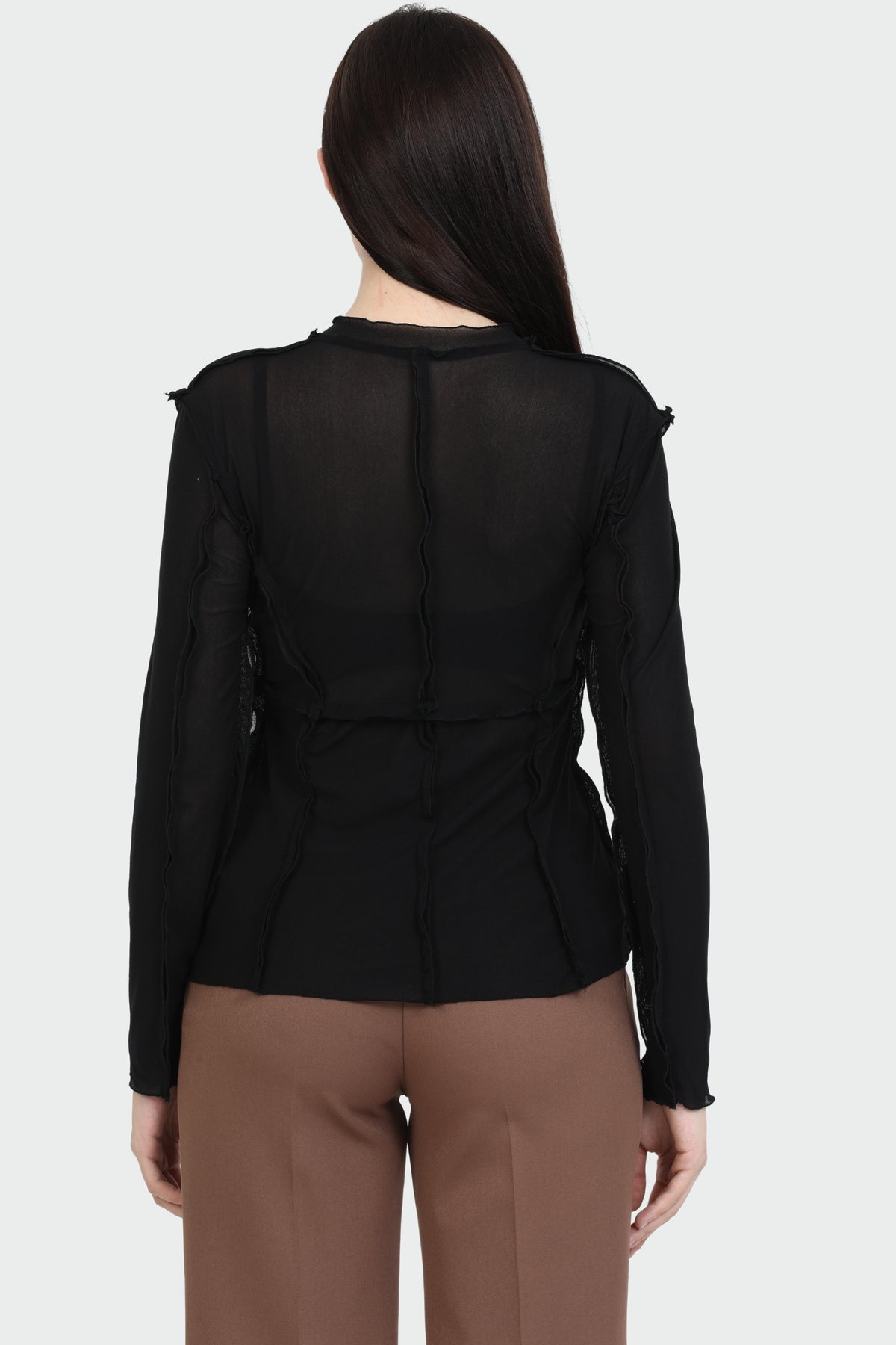 Tie-Front Black Mesh Top