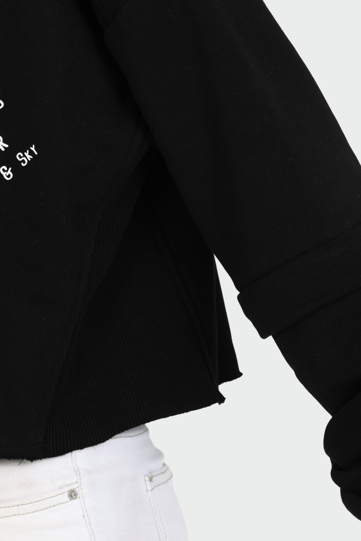 Cropped Raw Edge Hoodie