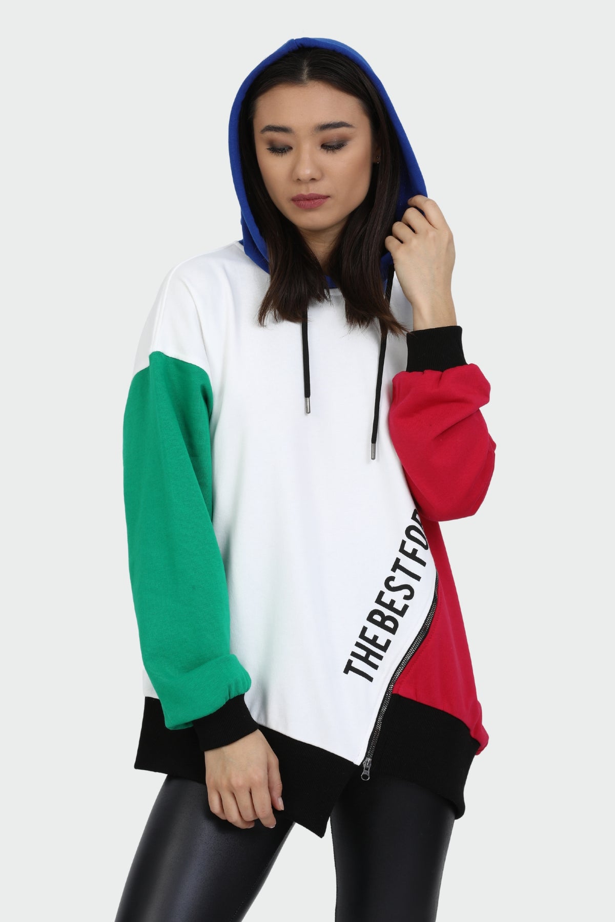 Zipper Accessorized Sweatshirt