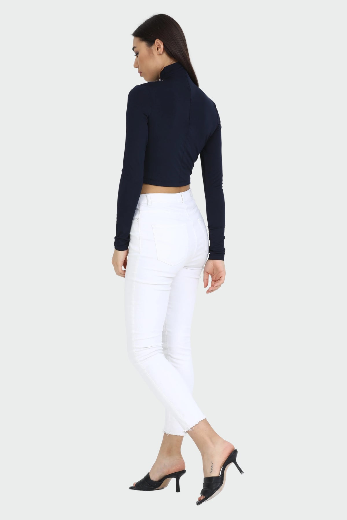 Cut Out Shoulder Crop Top