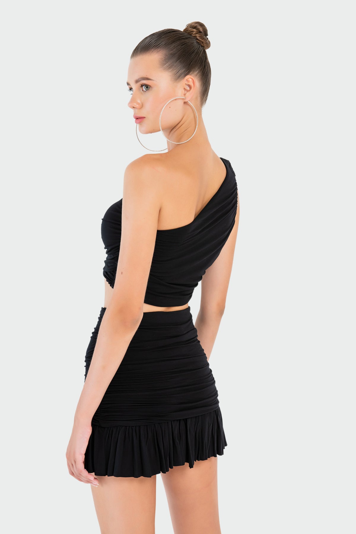 One-Shoulder Crop Top & Mini Skirt Set