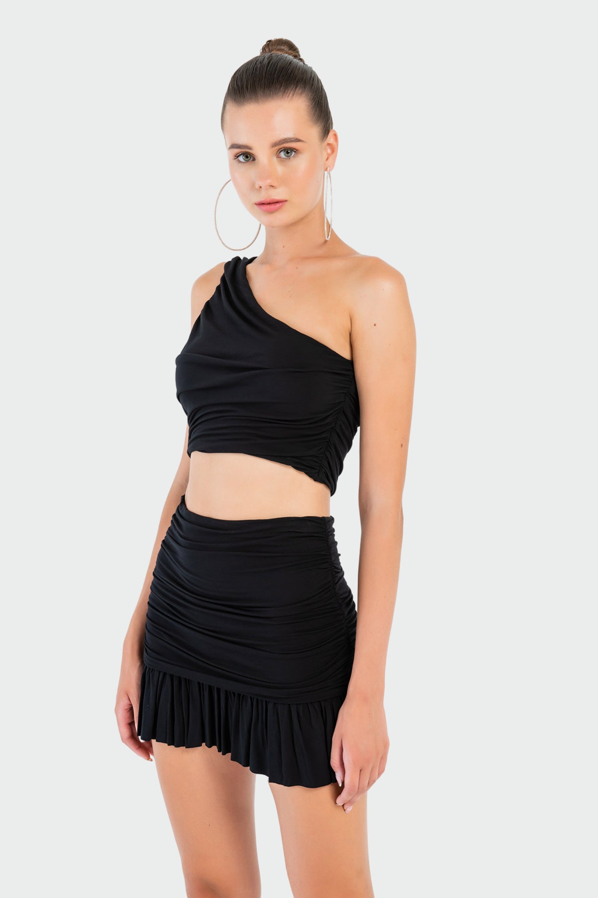One-Shoulder Crop Top & Mini Skirt Set