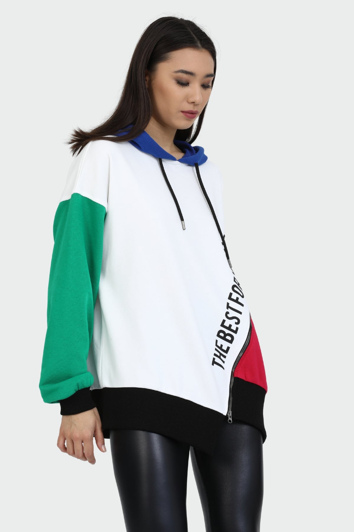 Zipper Accessorized Sweatshirt