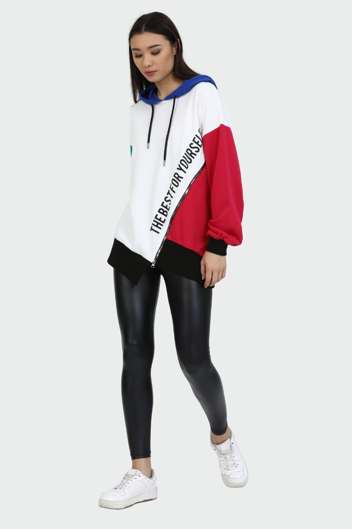 Zipper Accessorized Sweatshirt