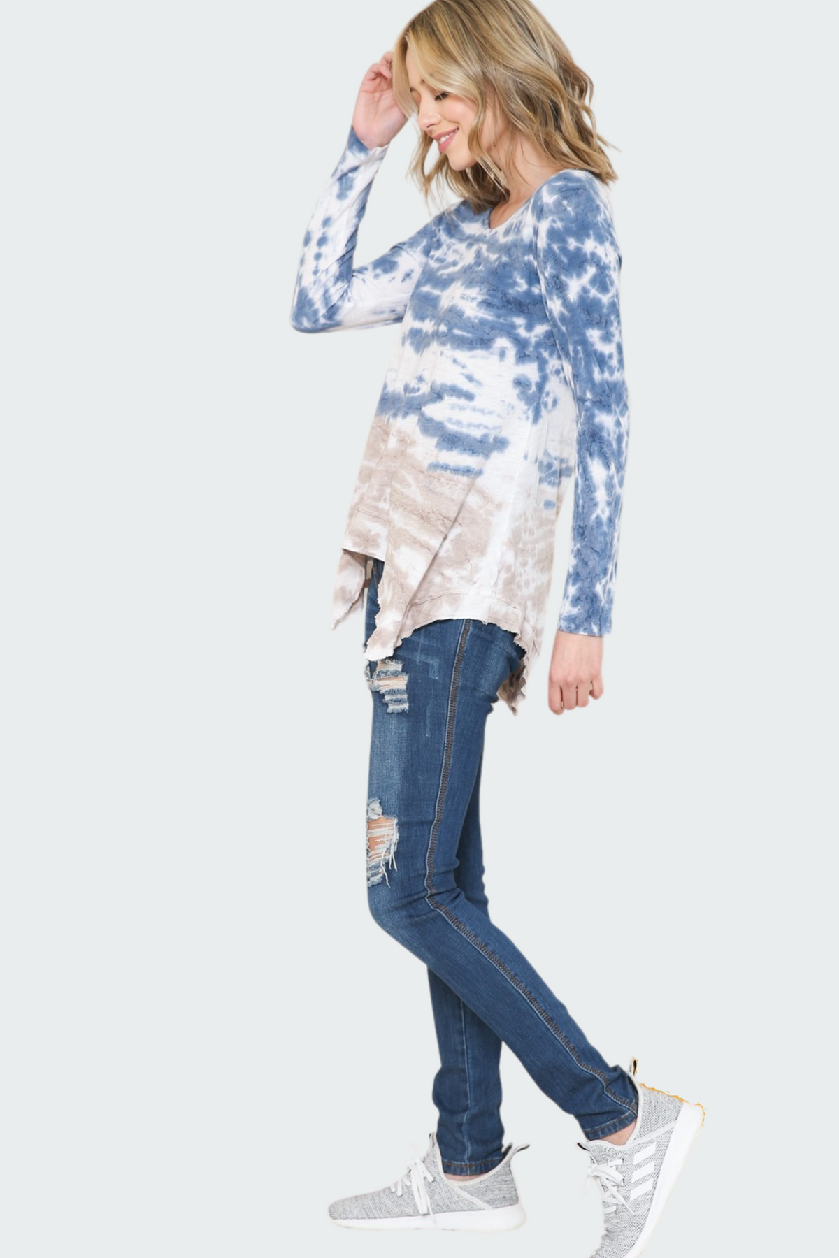 Asymmetric Hi-Lo Hem Tie Dye Top