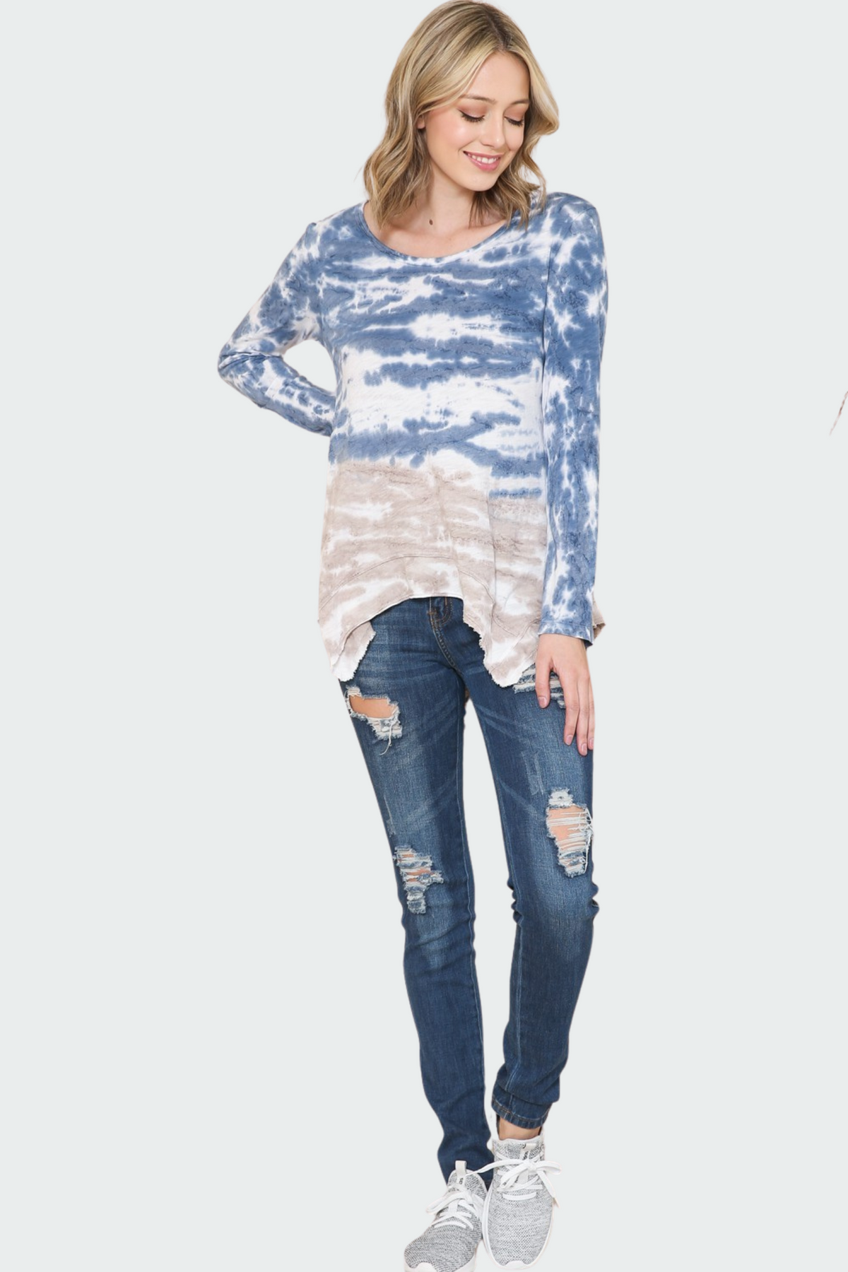 Asymmetric Hi-Lo Hem Tie Dye Top