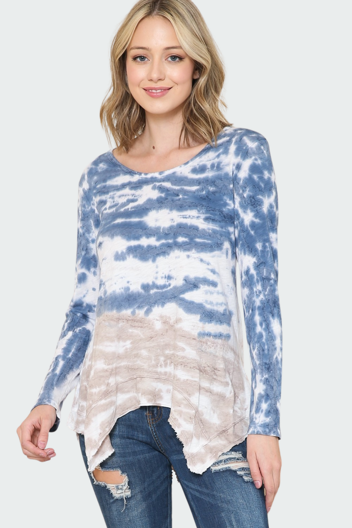 Asymmetric Hi-Lo Hem Tie Dye Top