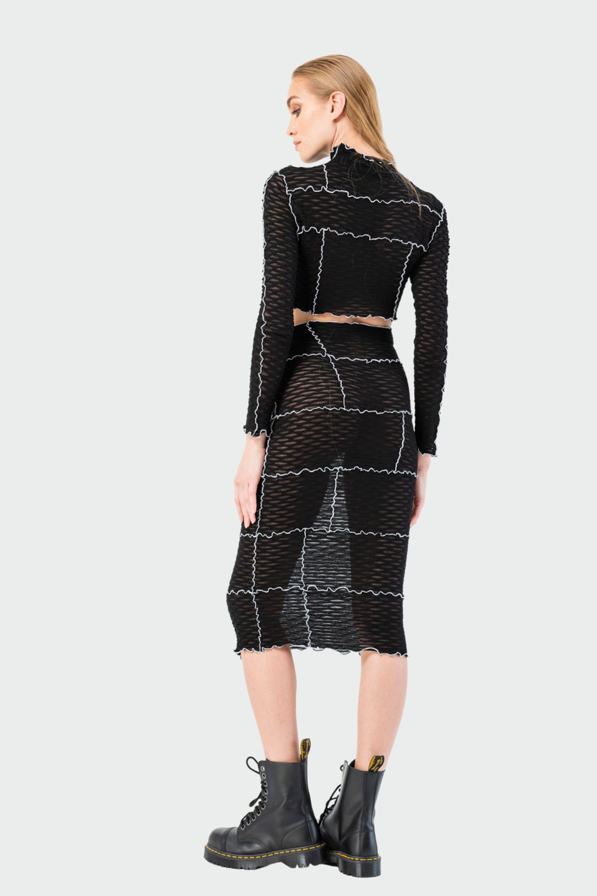 Lettuce-Trim Crop Top & Skirt Set