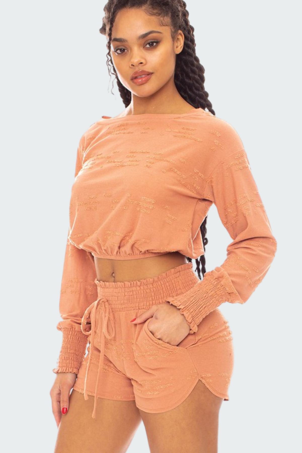 Distressed Crop Top Set