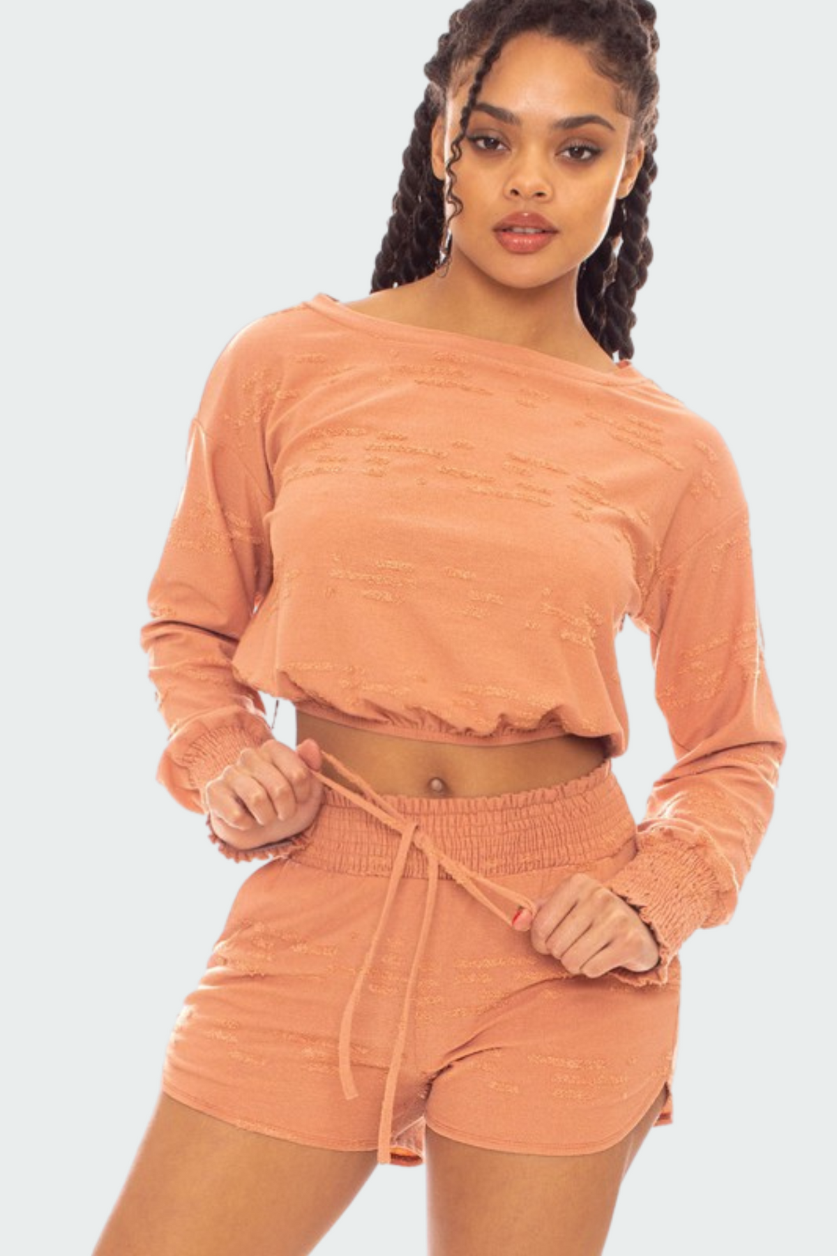 Distressed Crop Top Set