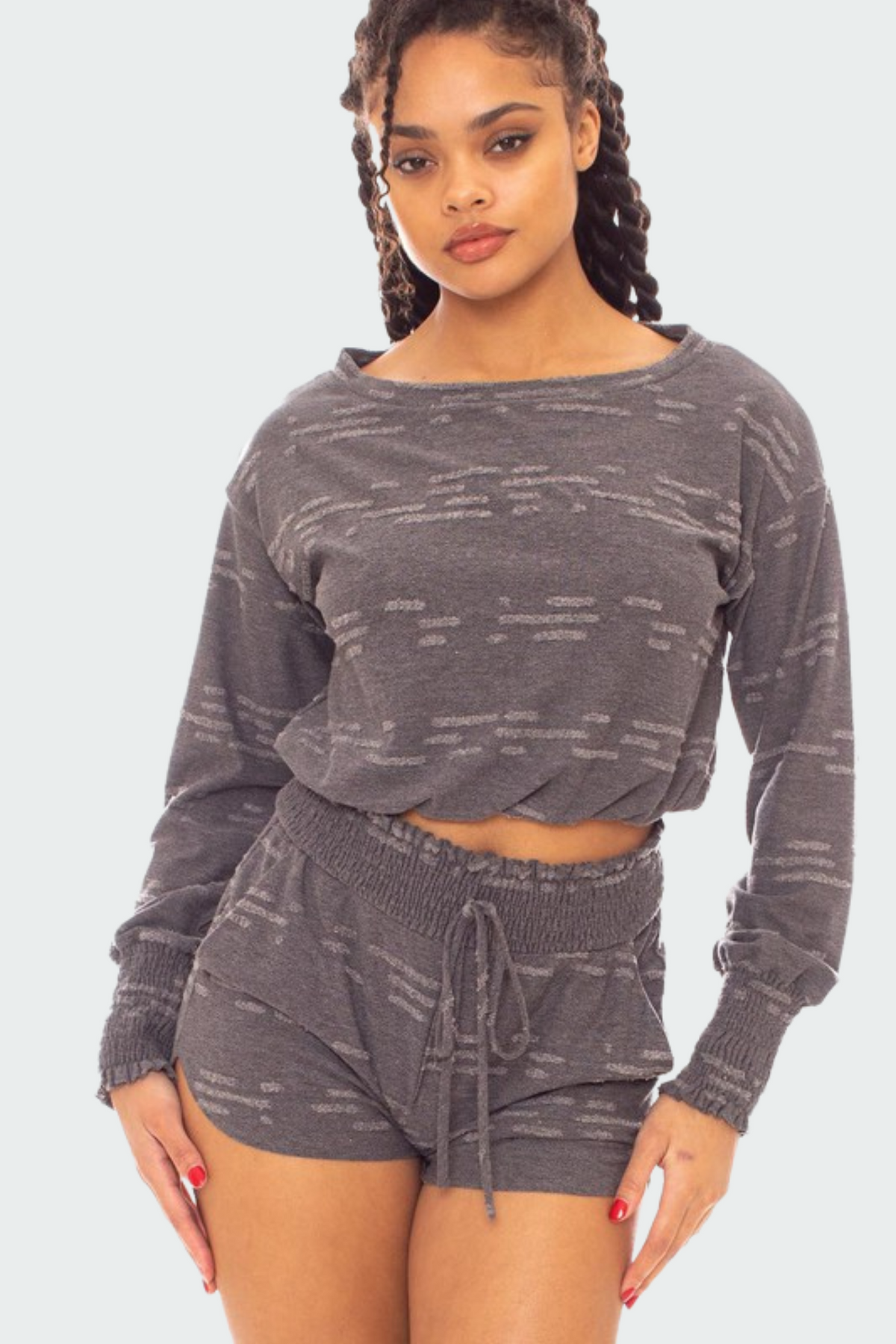 Distressed Crop Top Set