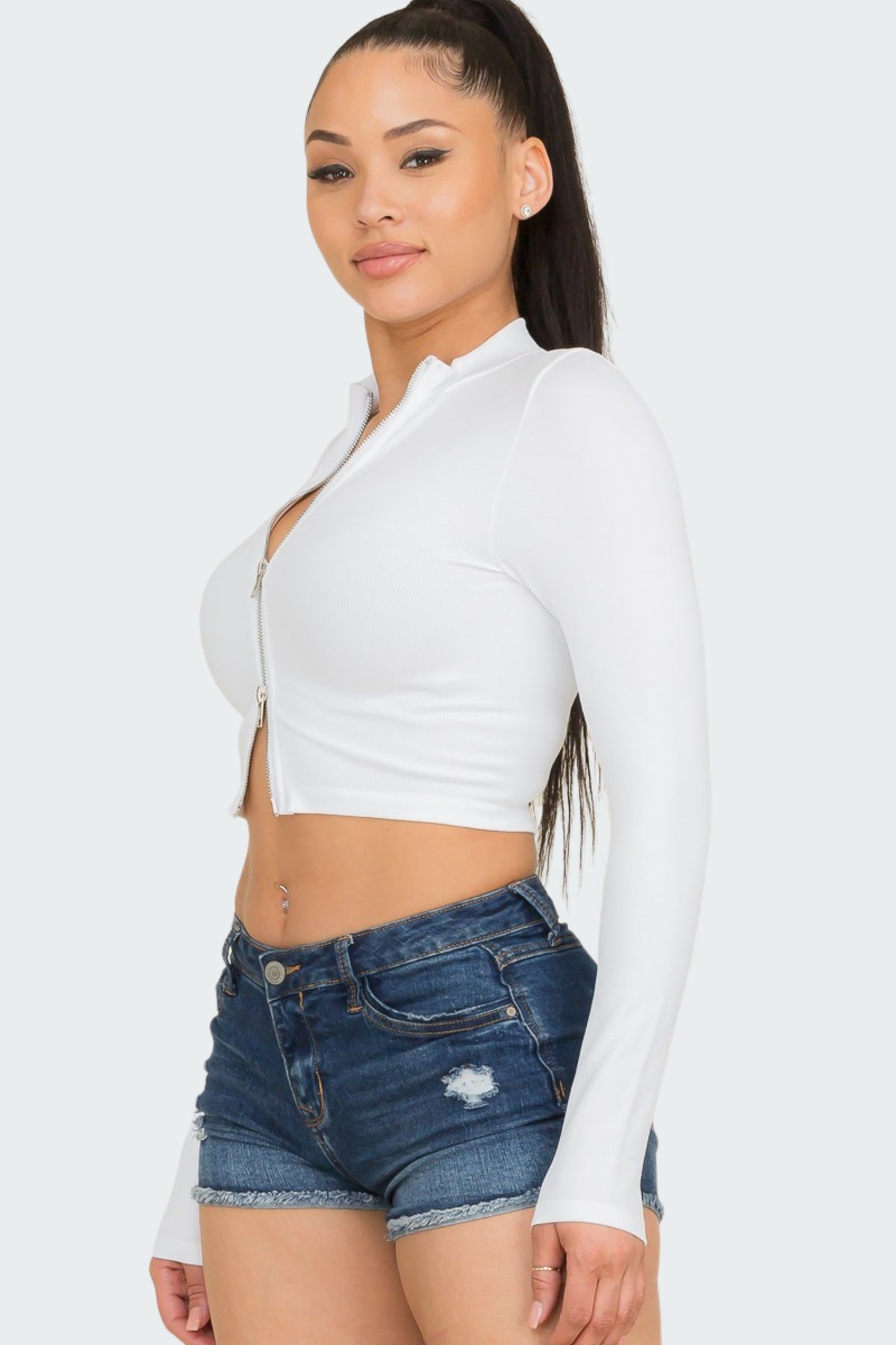 Double Zip Ribbed Top