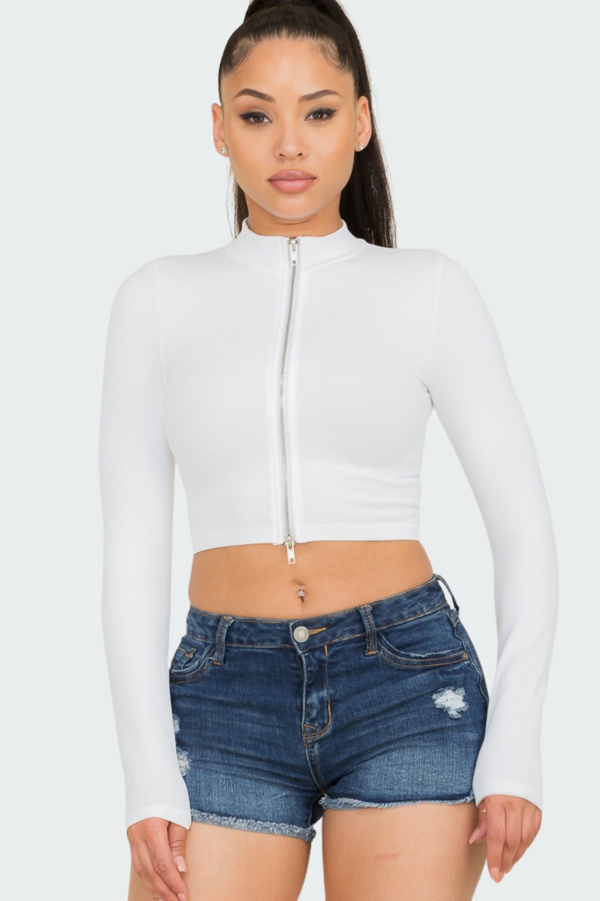 Double Zip Ribbed Top