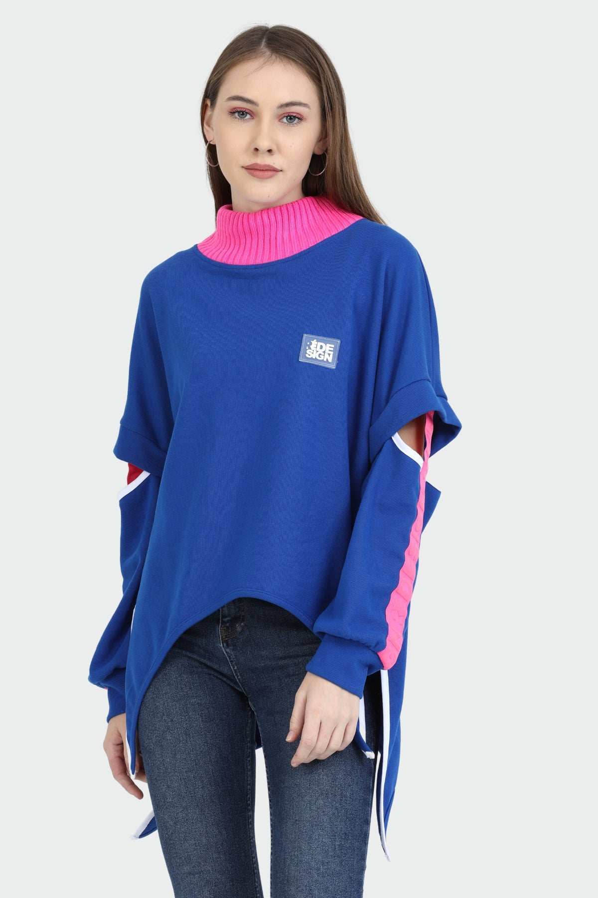 Neon Strip Asymmetric Blouse