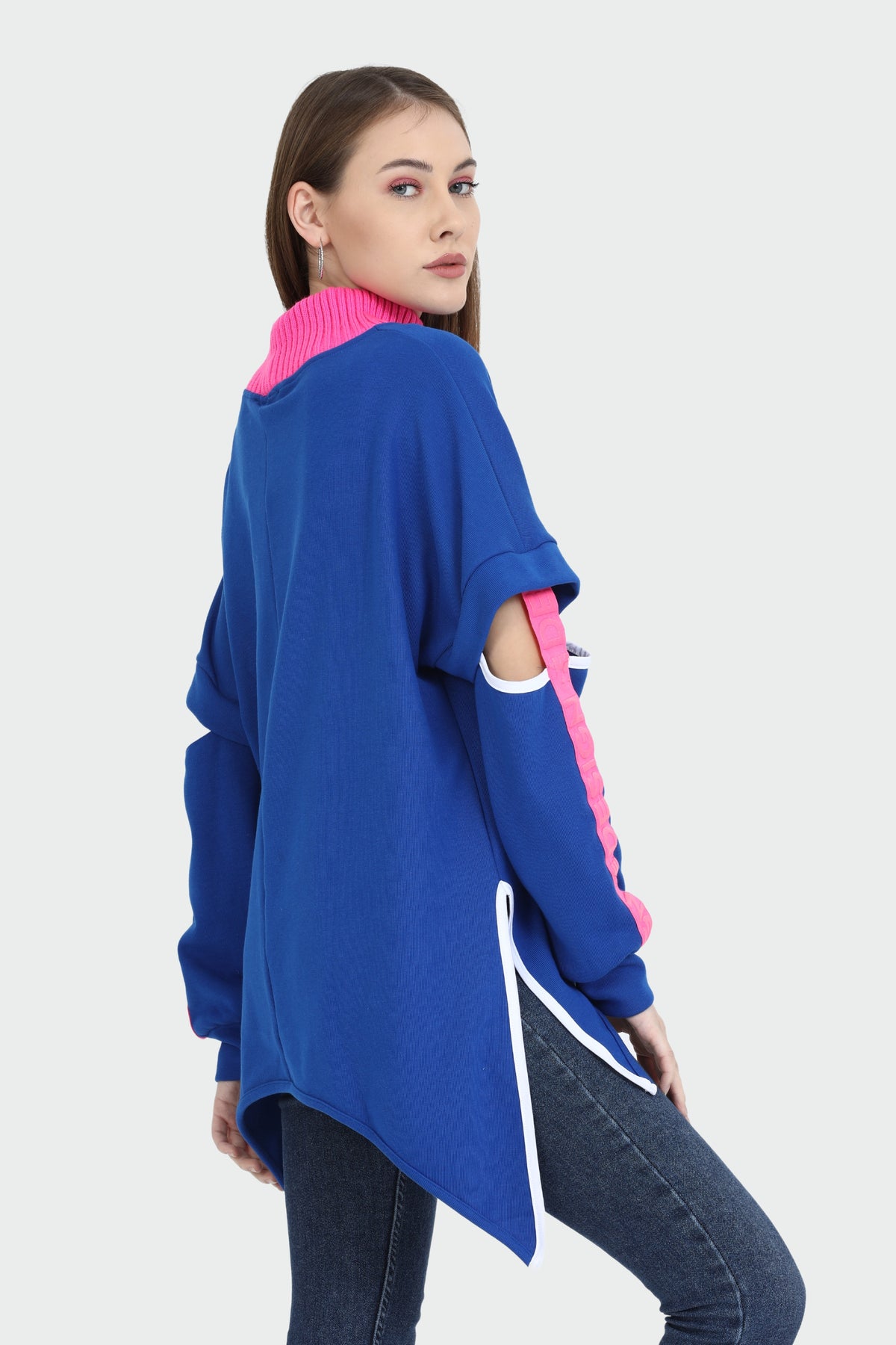 Neon Strip Asymmetric Blouse