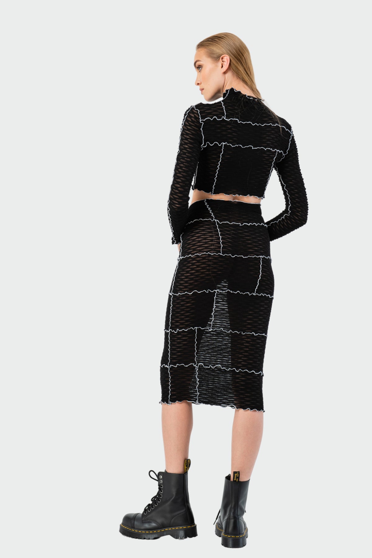 Lettuce-Trim Crop Top & Skirt Set