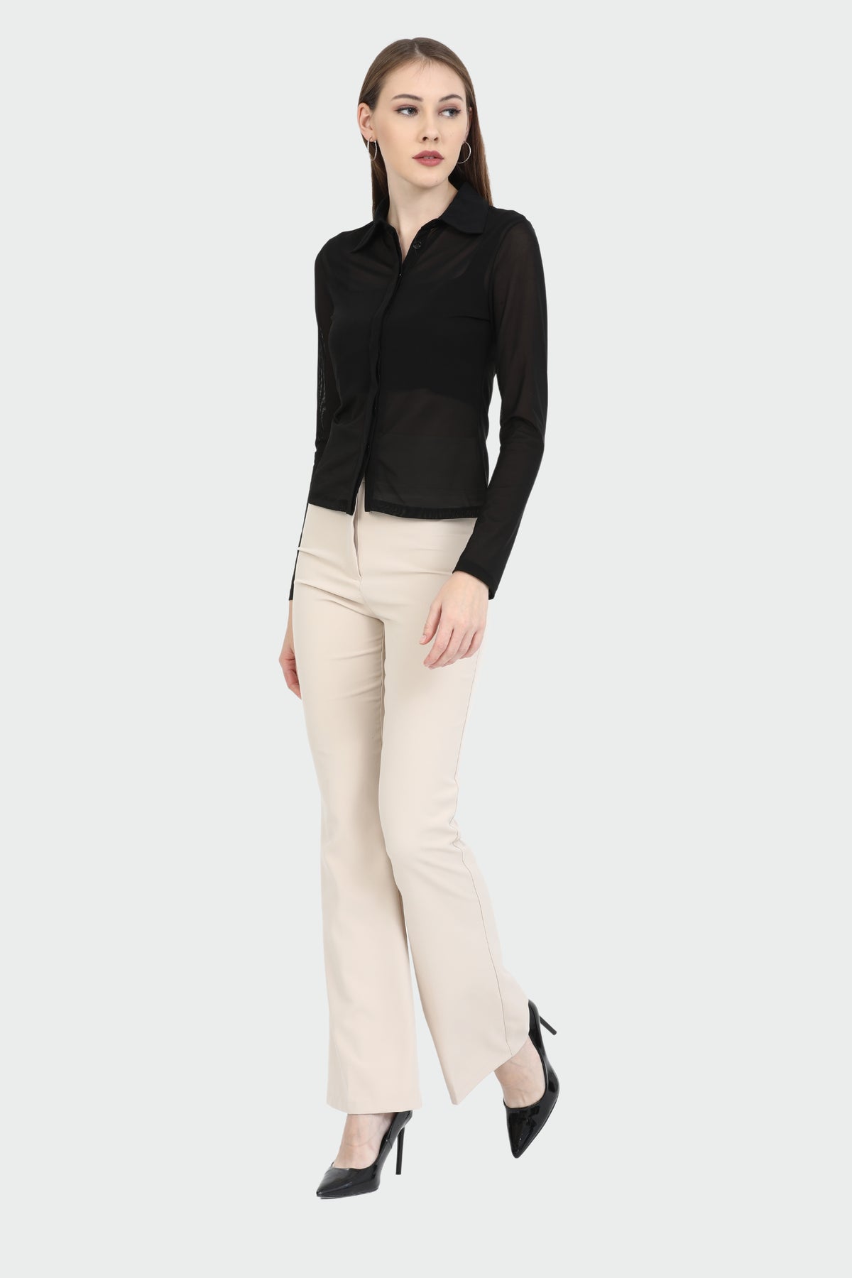 Long Sleeve Sheer Black Shirt