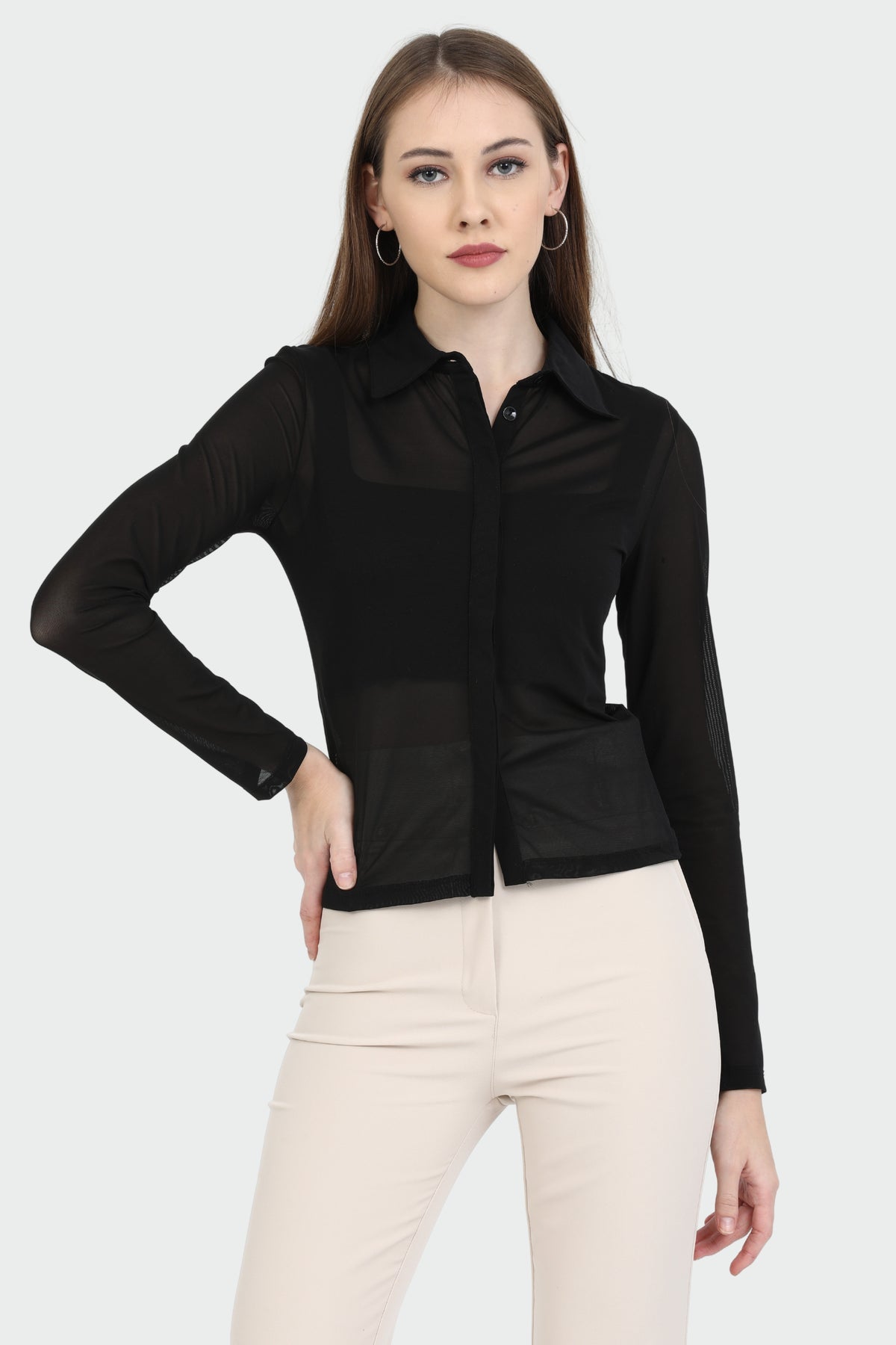 Long Sleeve Sheer Black Shirt