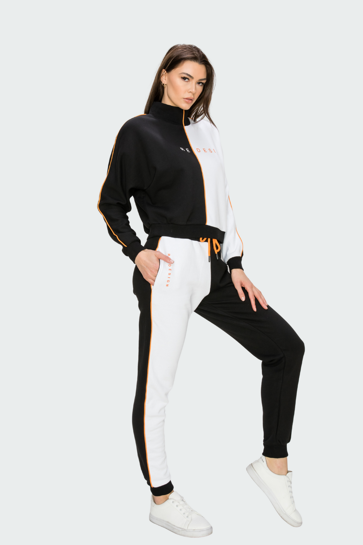 Two-Tone Sweatshirt & Sweatpants Set