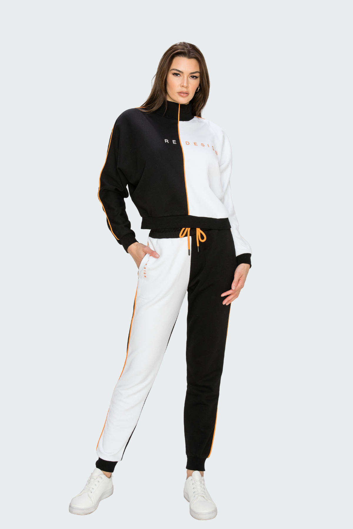 Two-Tone Sweatshirt & Sweatpants Set