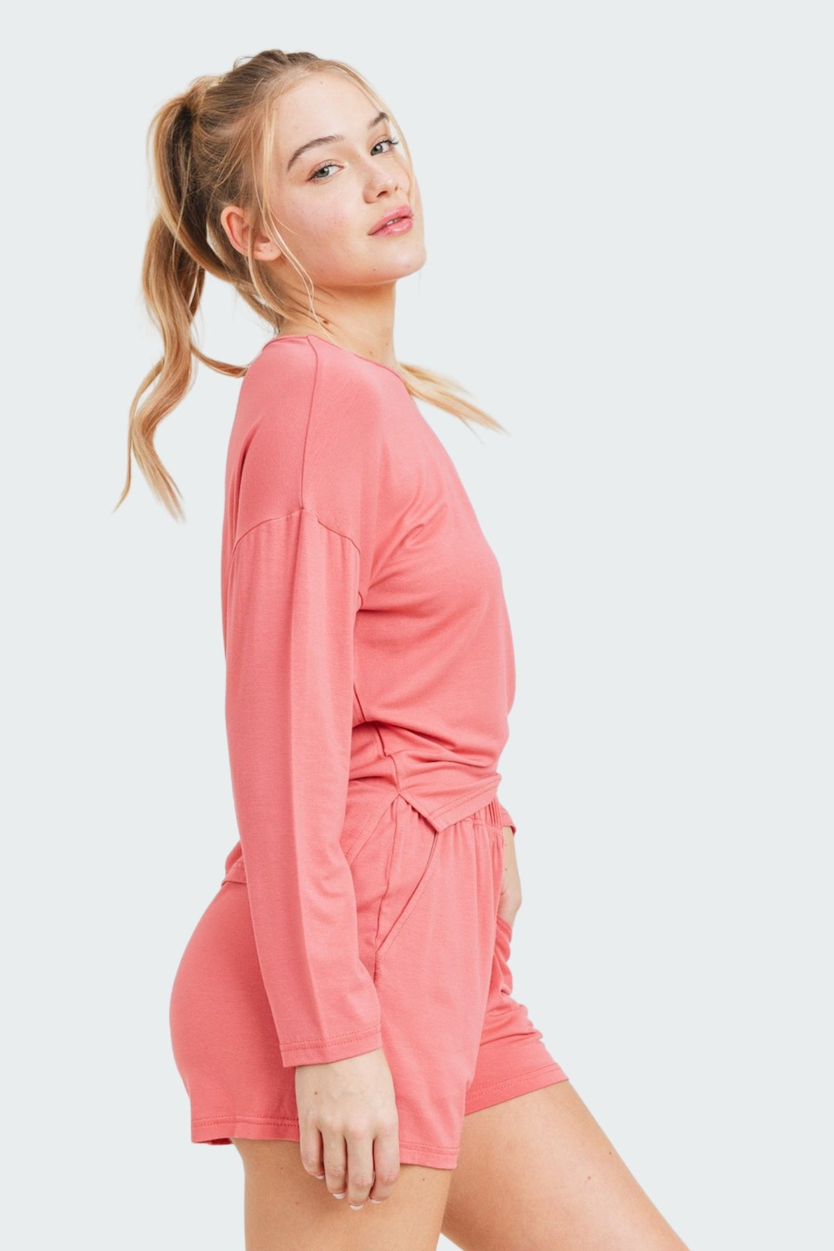 High Low Top with Shorts Lounge Set