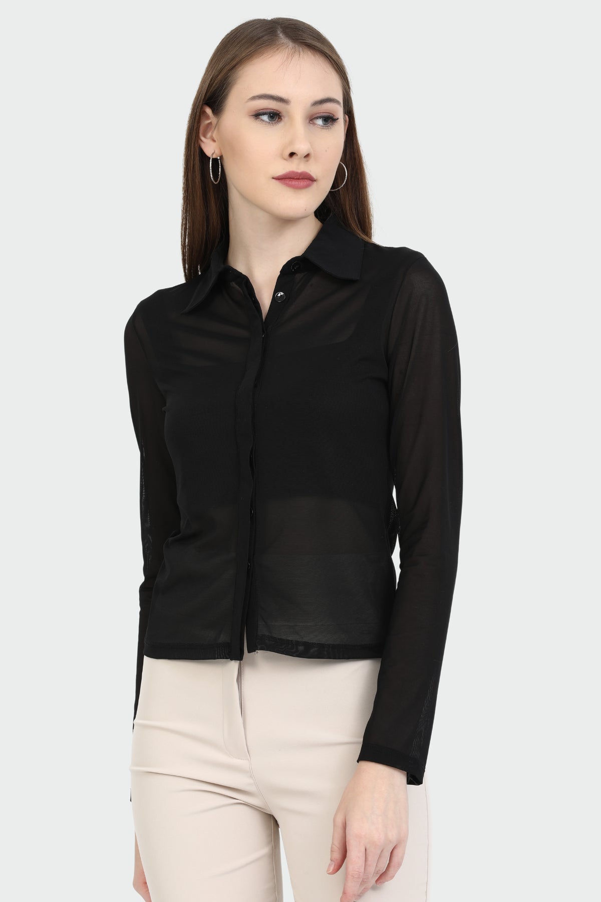 Long Sleeve Sheer Black Shirt