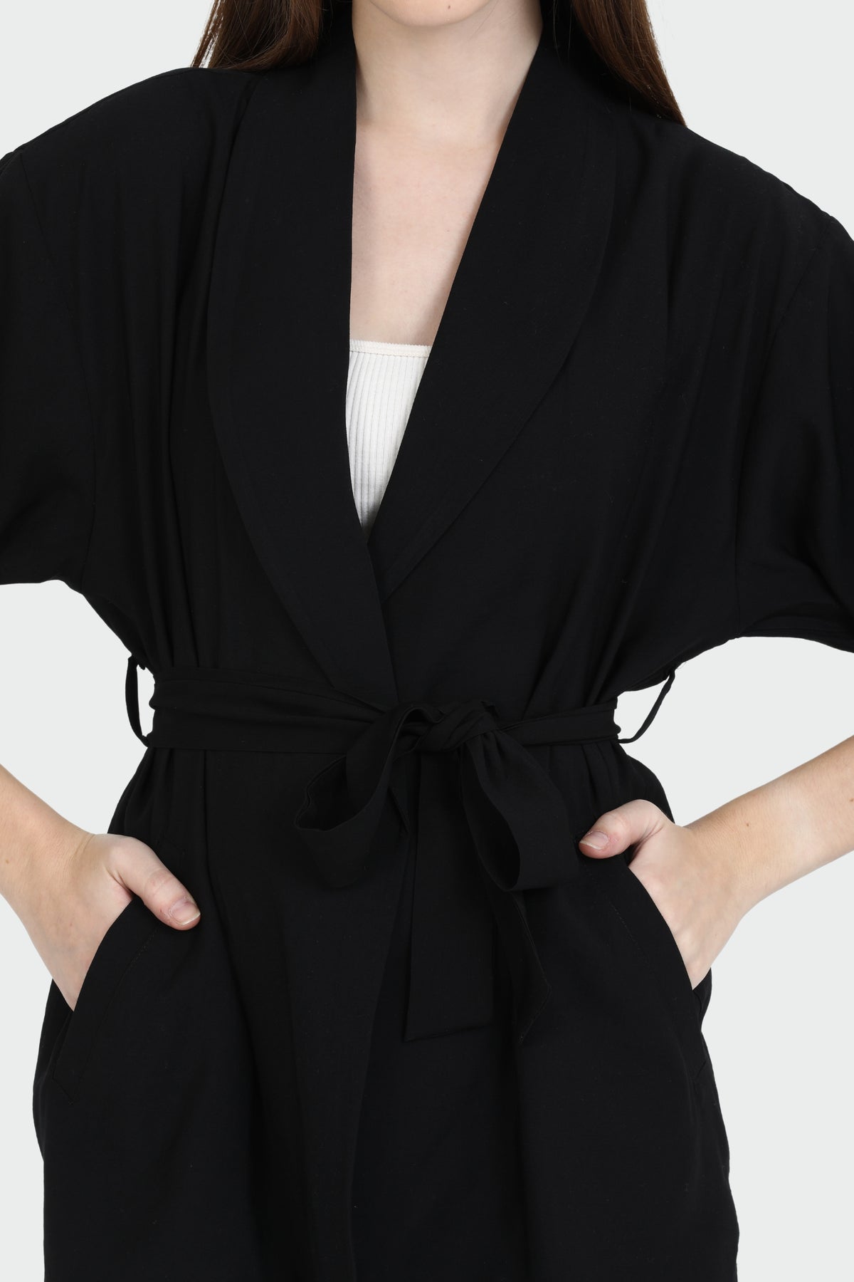 Loose Collar Belted Sensual Jacket