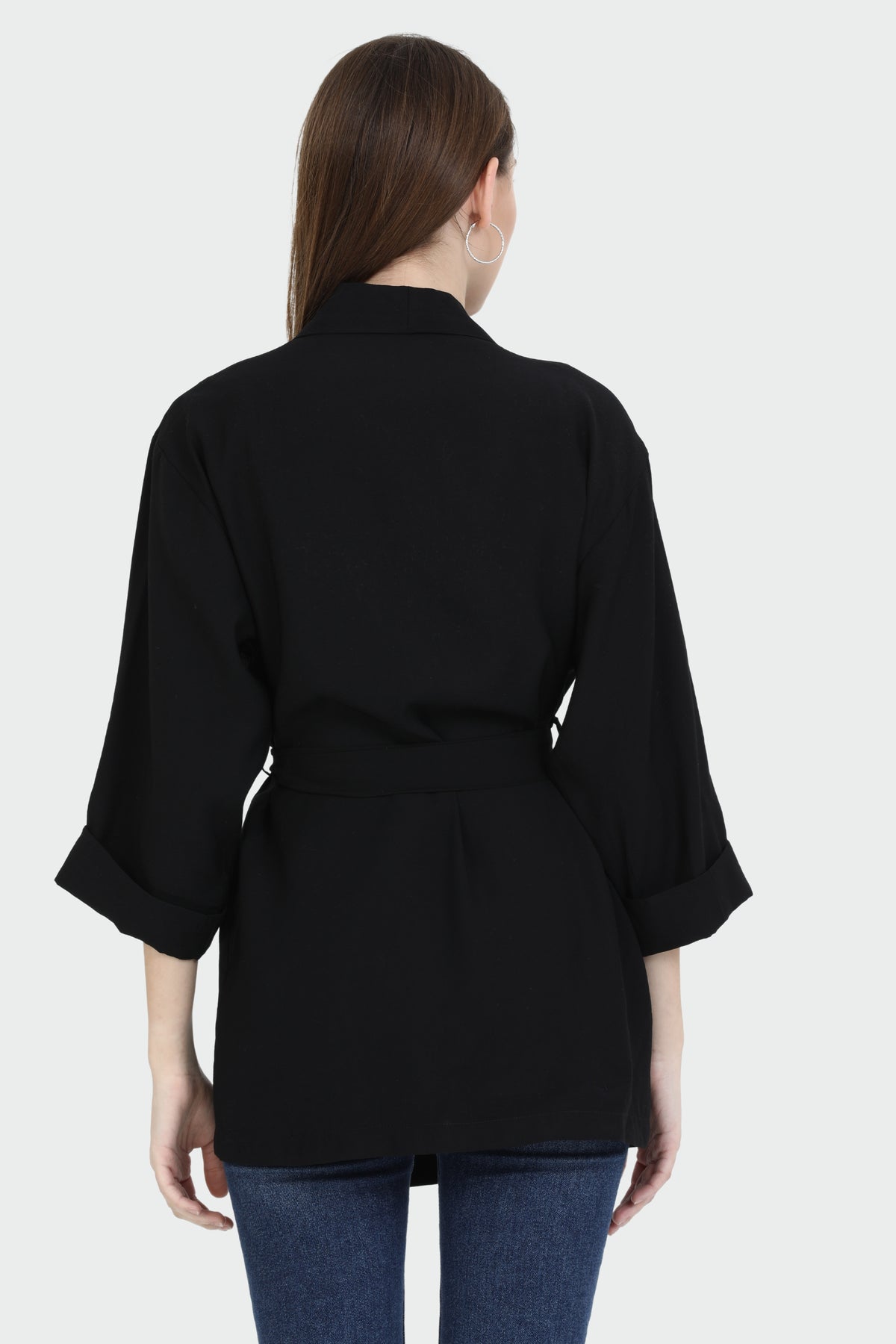 Loose Collar Belted Sensual Jacket