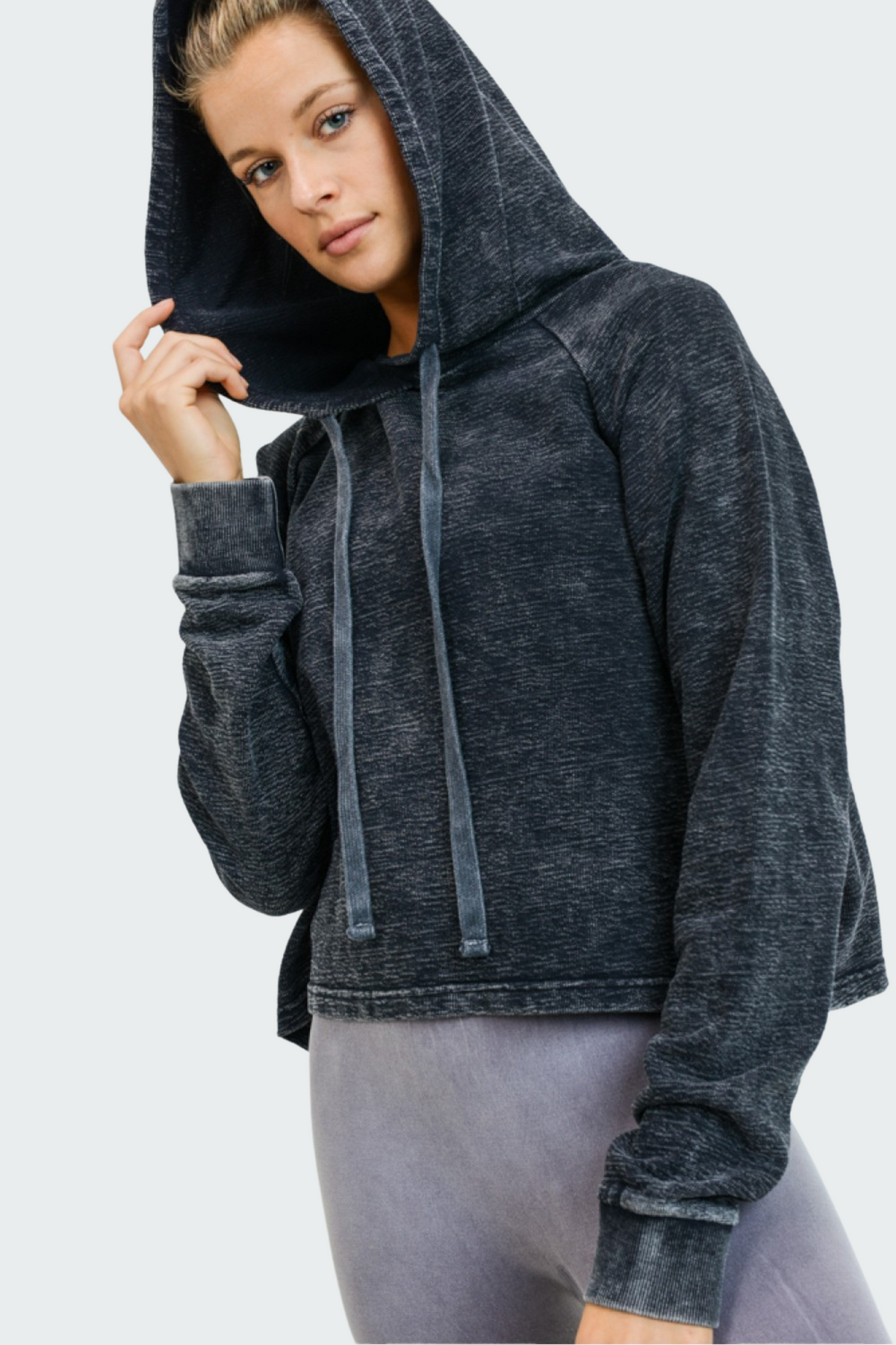 Mineral Wash Jacquard Hoodie Pullover