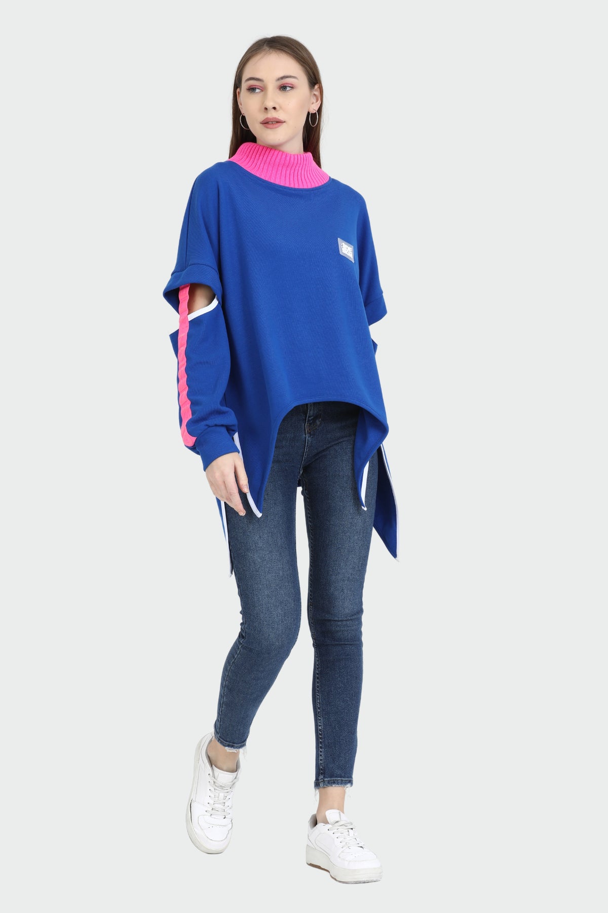 Neon Strip Asymmetric Blouse