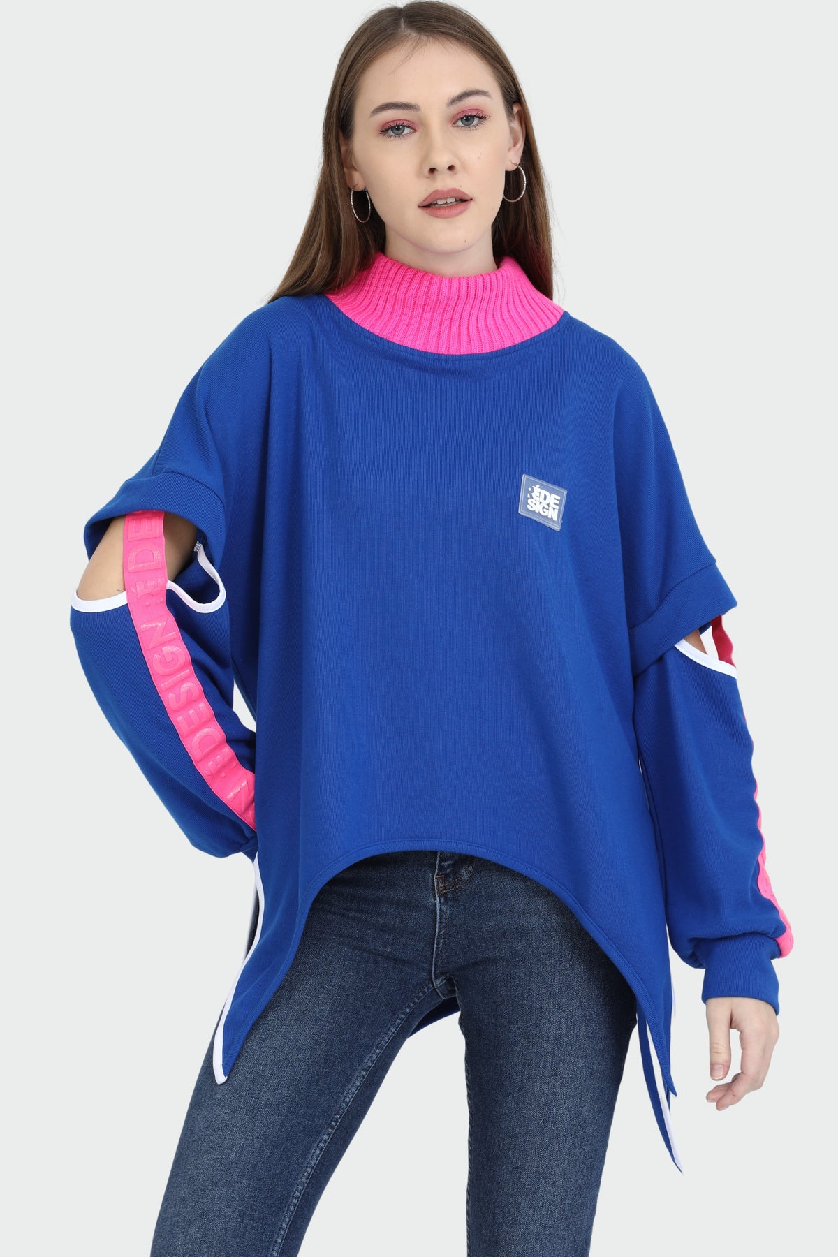 Neon Strip Asymmetric Blouse