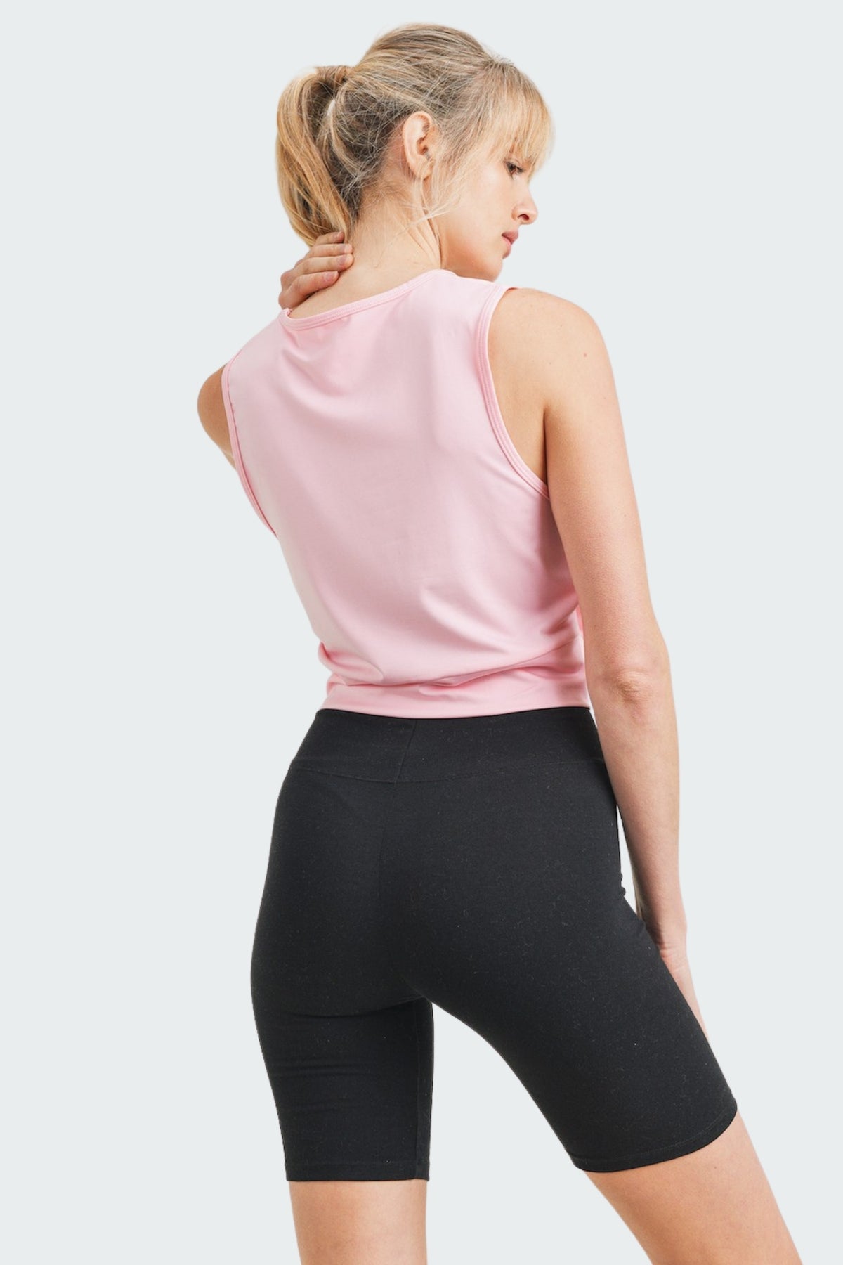 Pink Sleeveless Cropped Twist Top