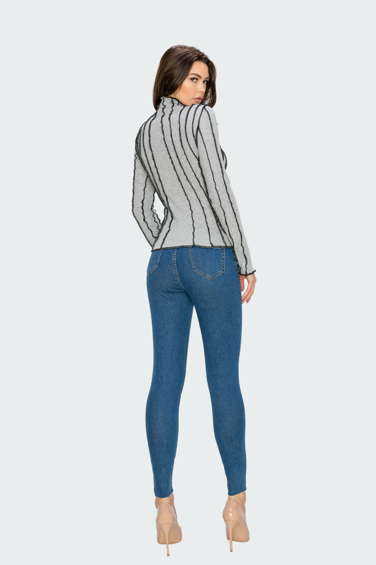 Piping Mock Neck Top