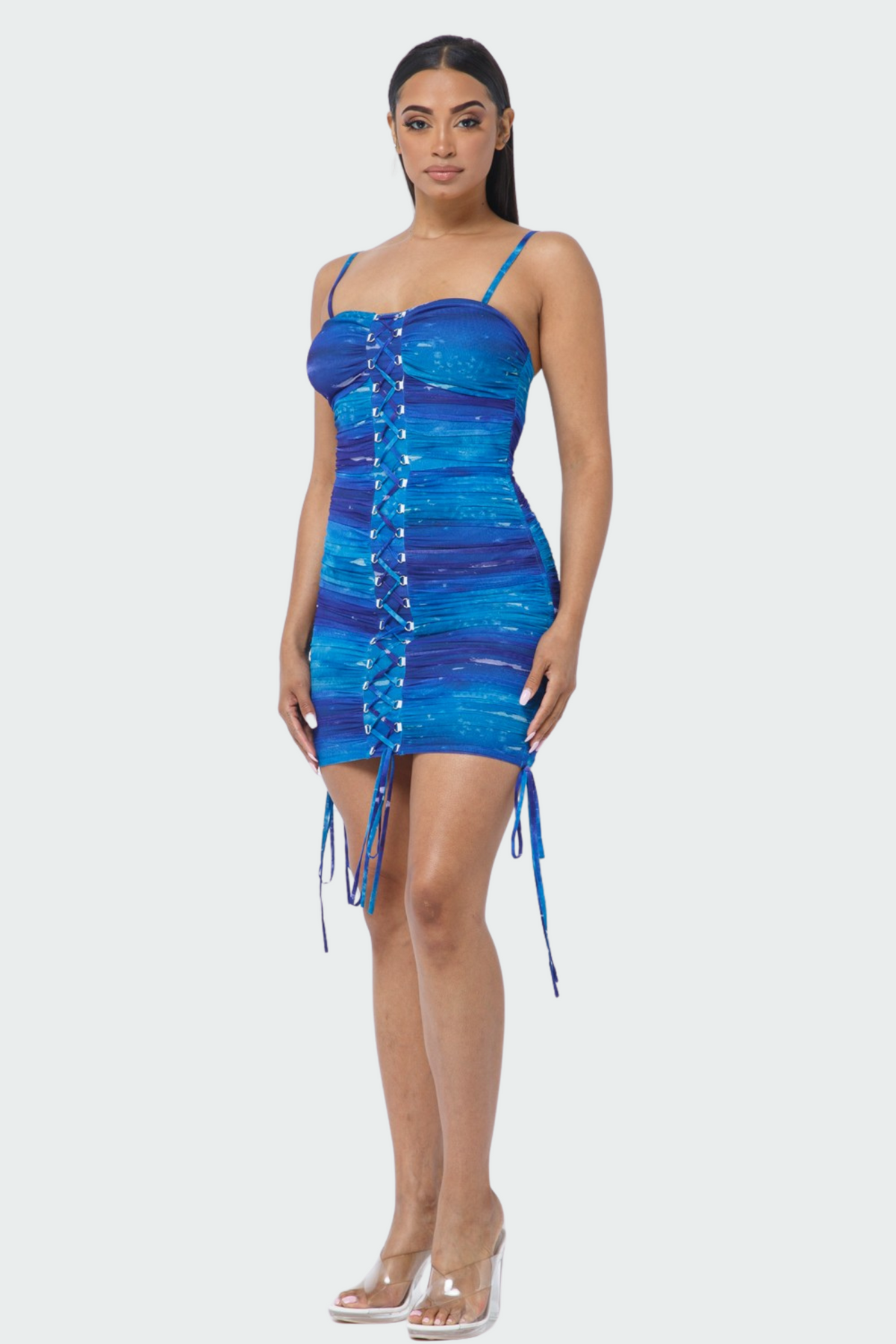 Mesh Ruched Mini Dress