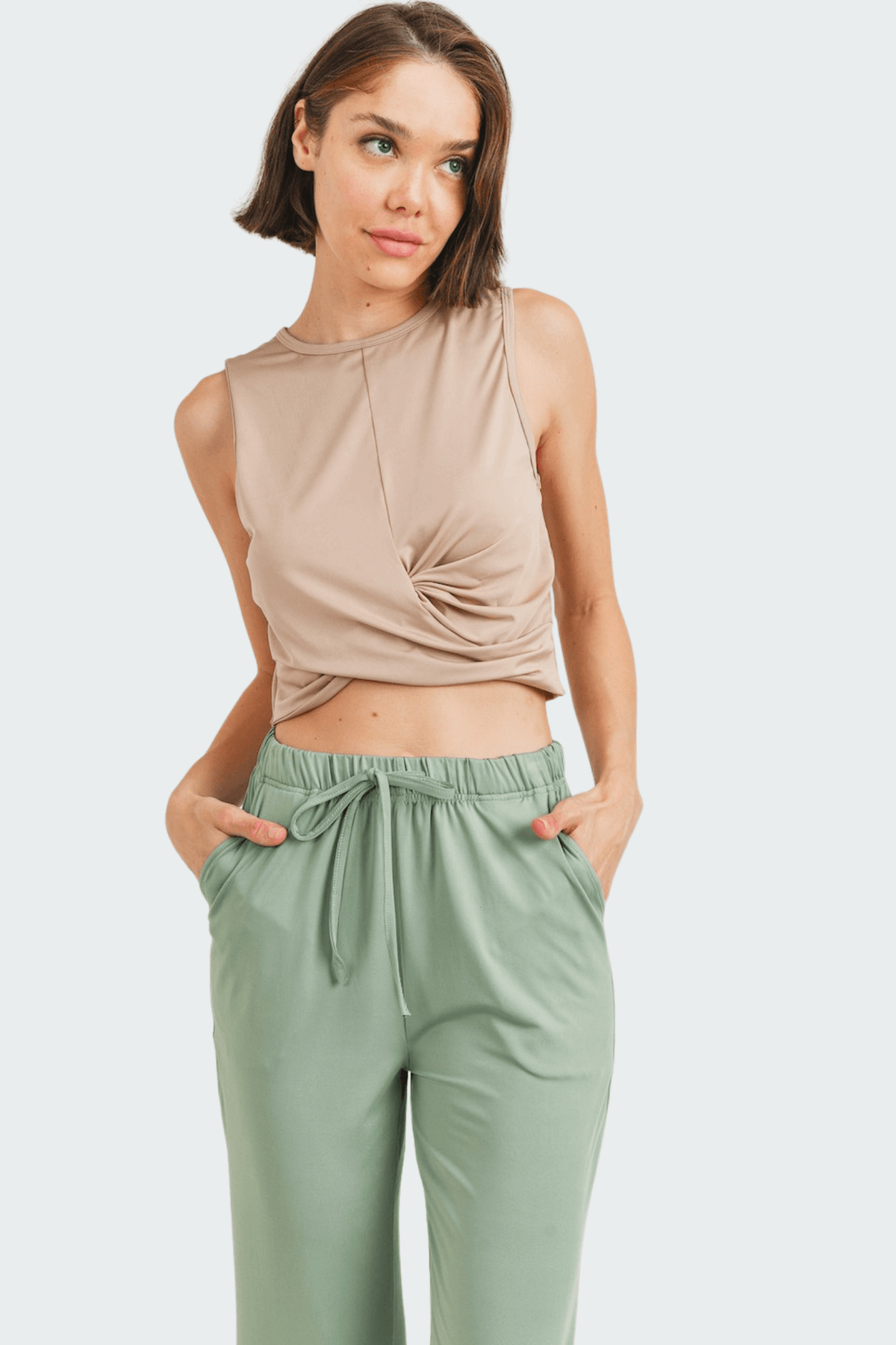 Sleeveless Cropped Twist Top