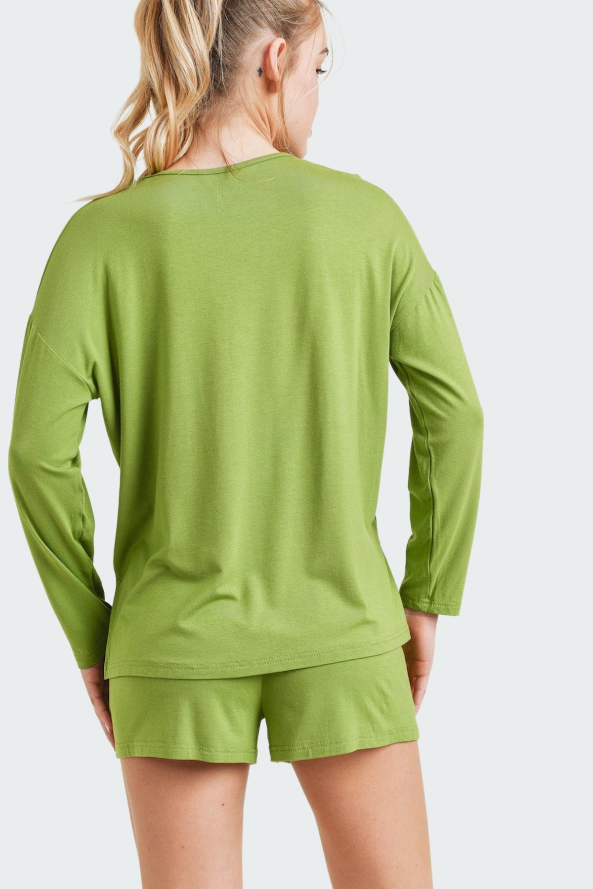 High Low Top with Shorts Lounge Set-Kiwi