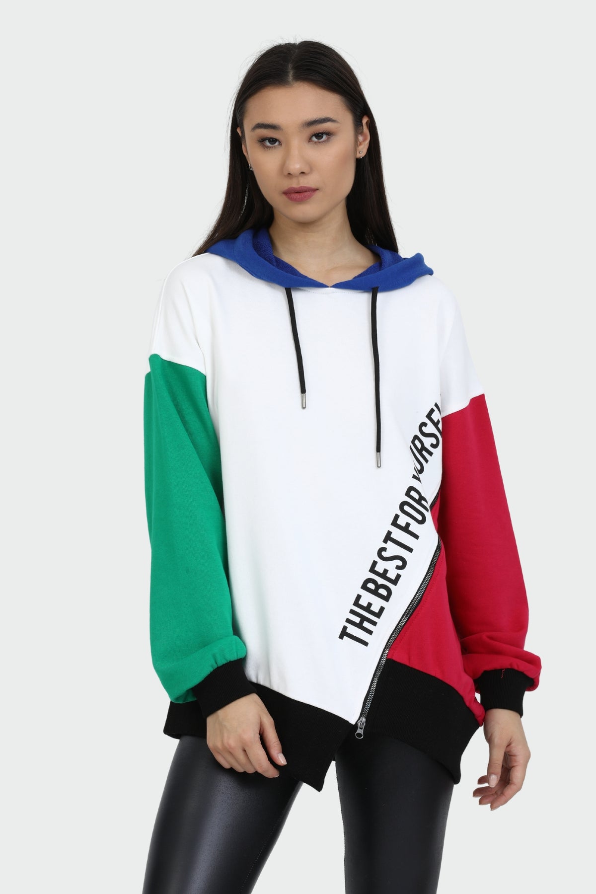 Zipper Accessorized Sweatshirt