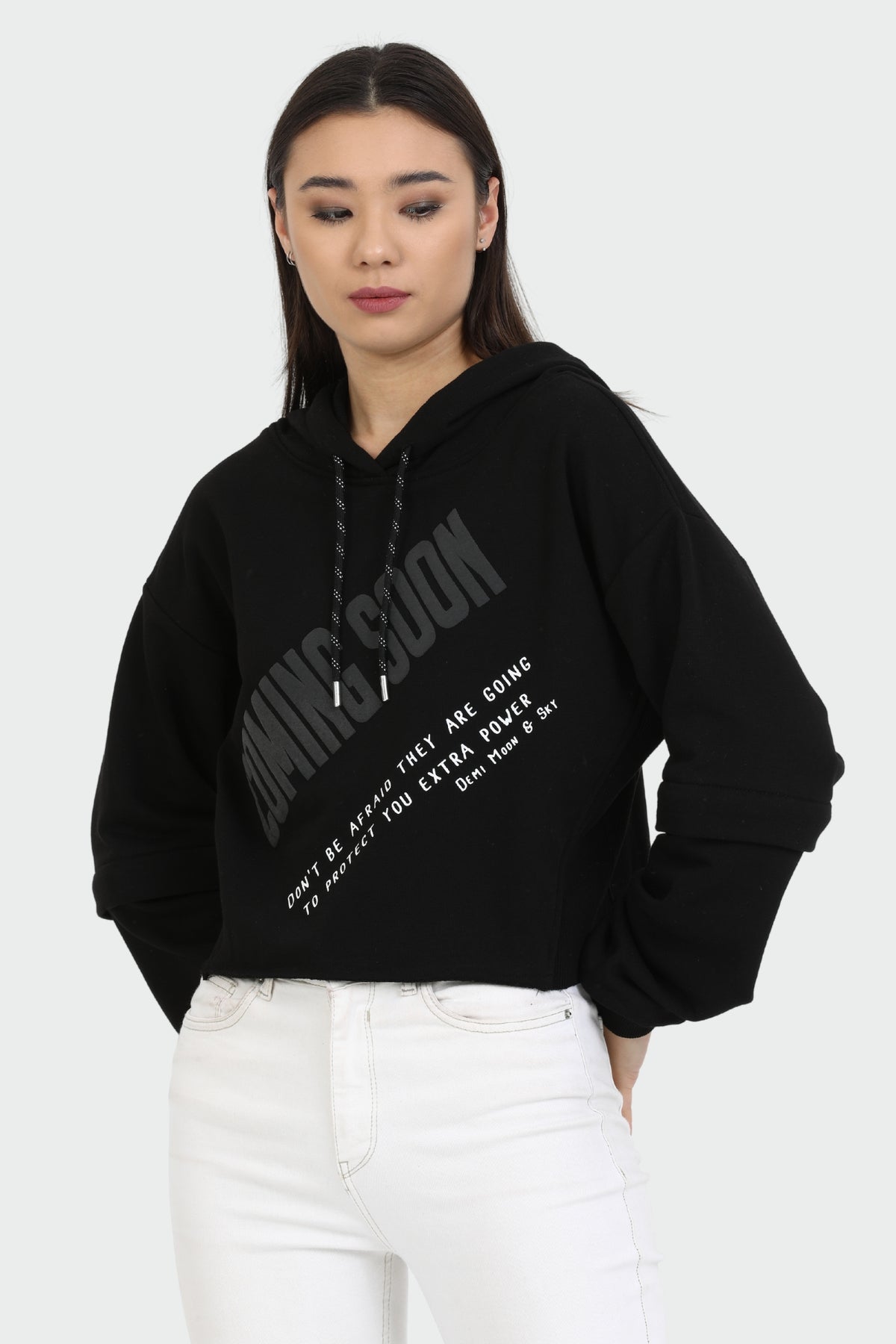 Cropped Raw Edge Hoodie