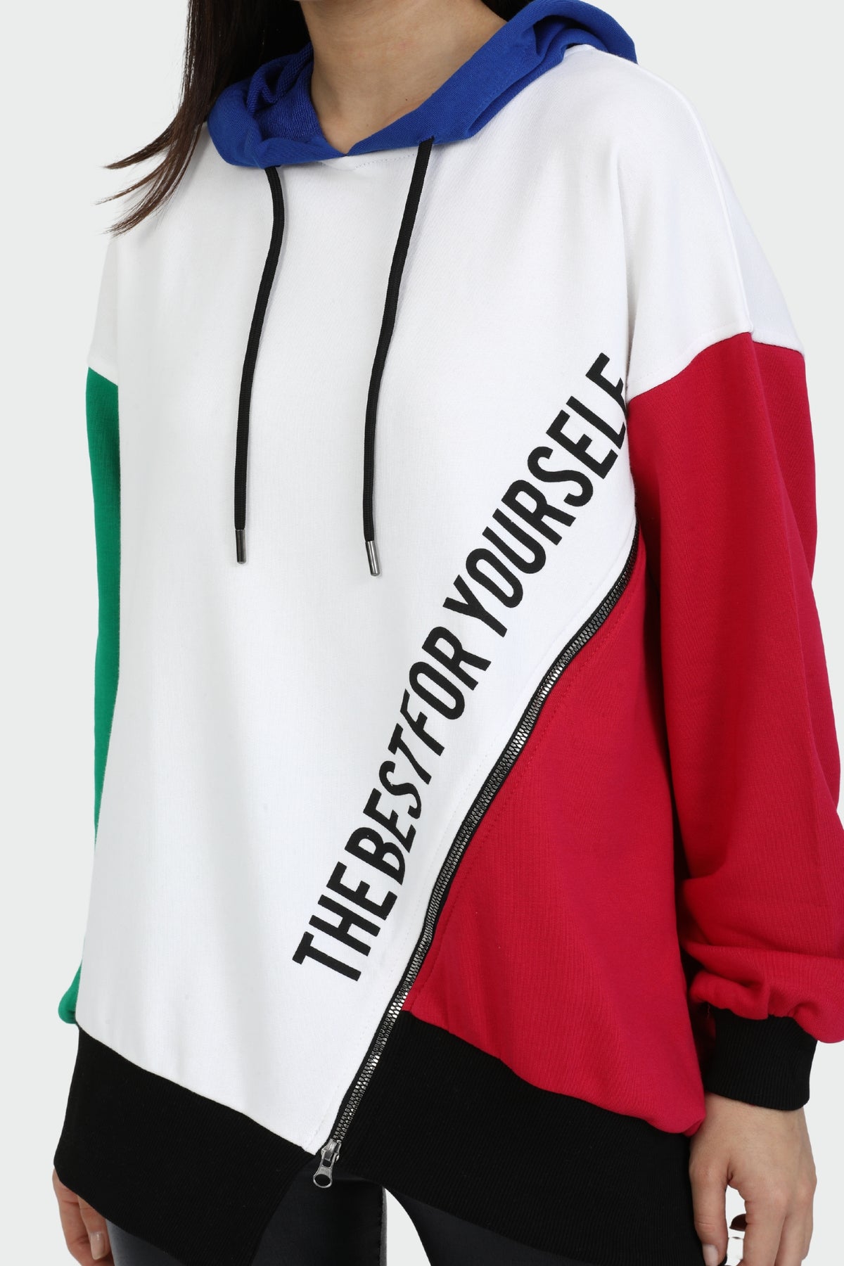 Zipper Accessorized Sweatshirt