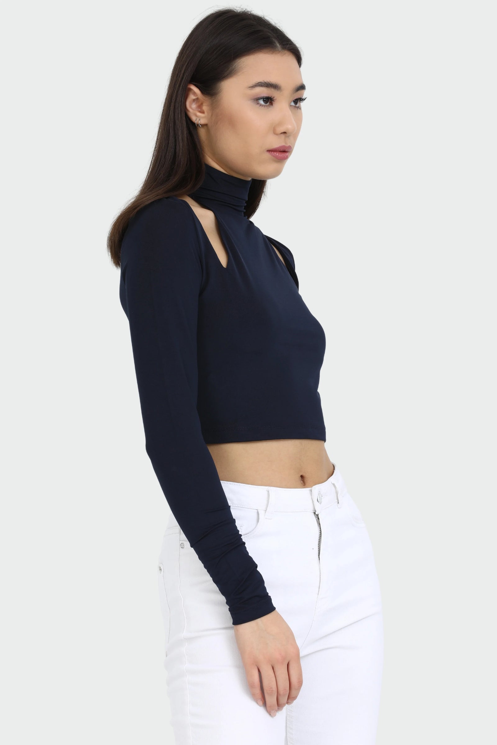  Cut Out Shoulder Crop Top