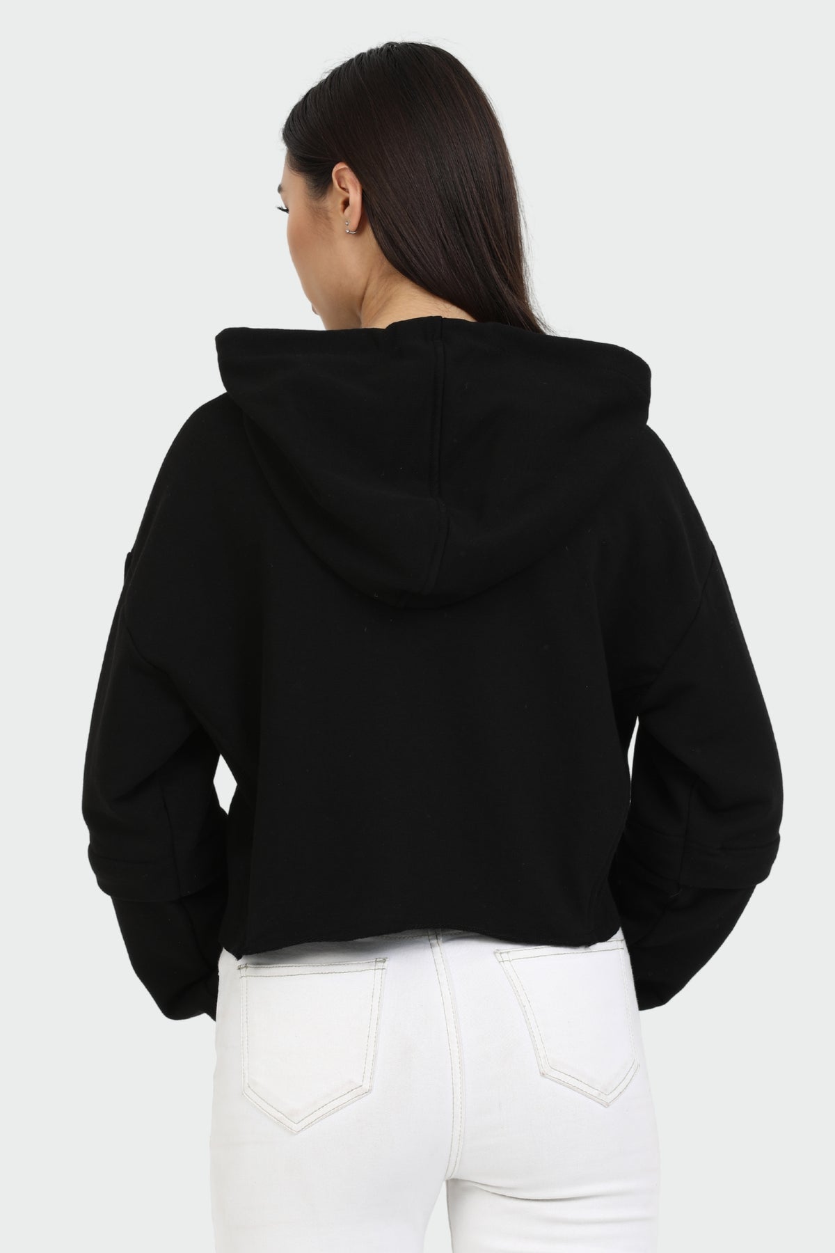 Cropped Raw Edge Hoodie