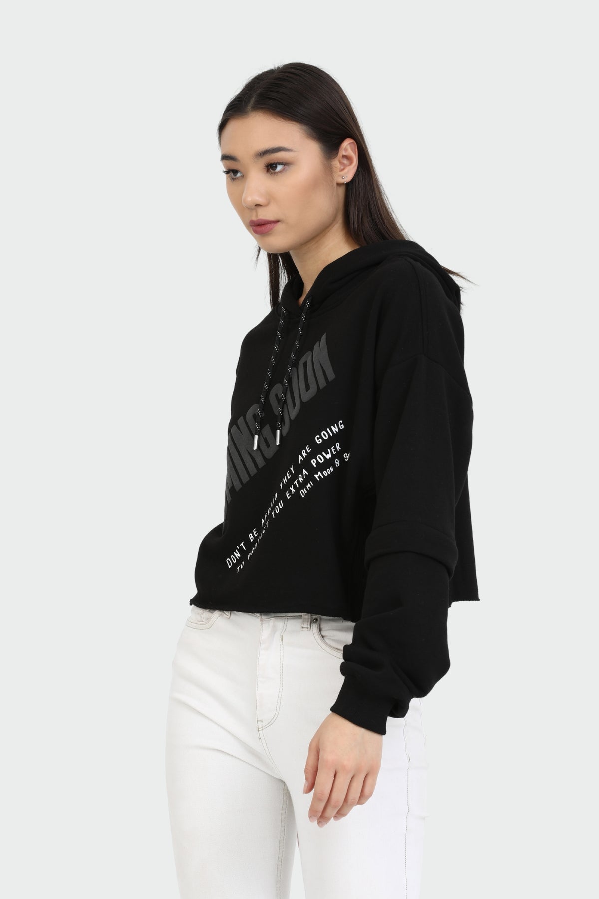 Cropped Raw Edge Hoodie