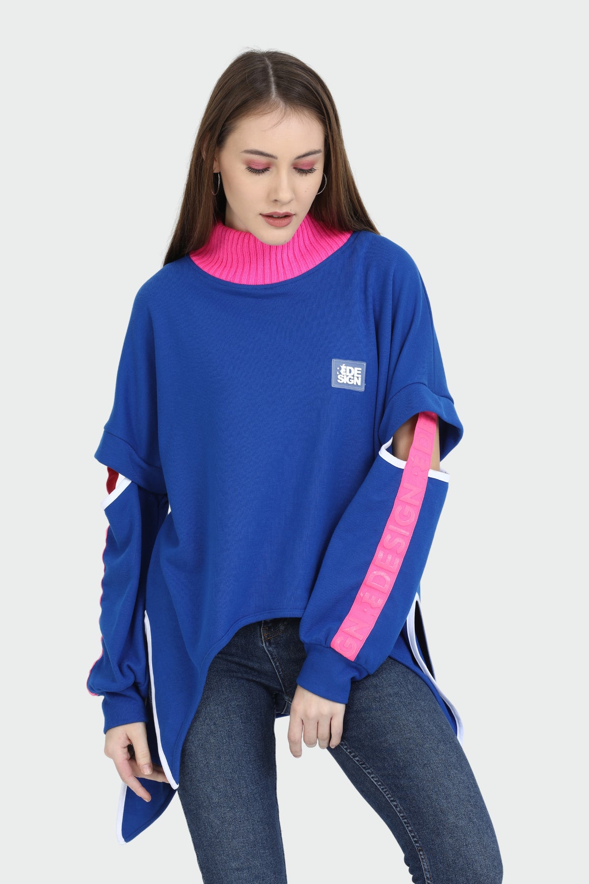 Neon Strip Asymmetric Blouse