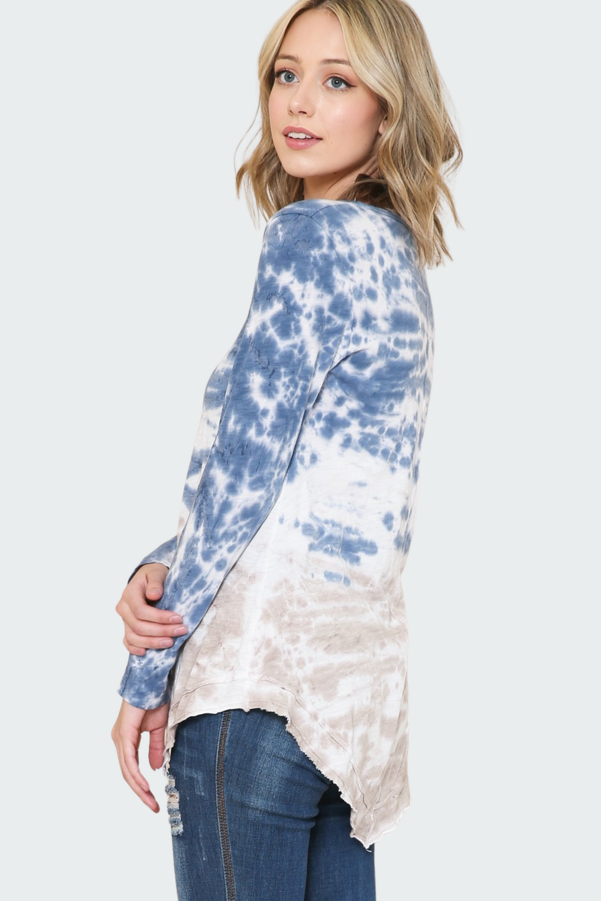 Asymmetric Hi-Lo Hem Tie Dye Top