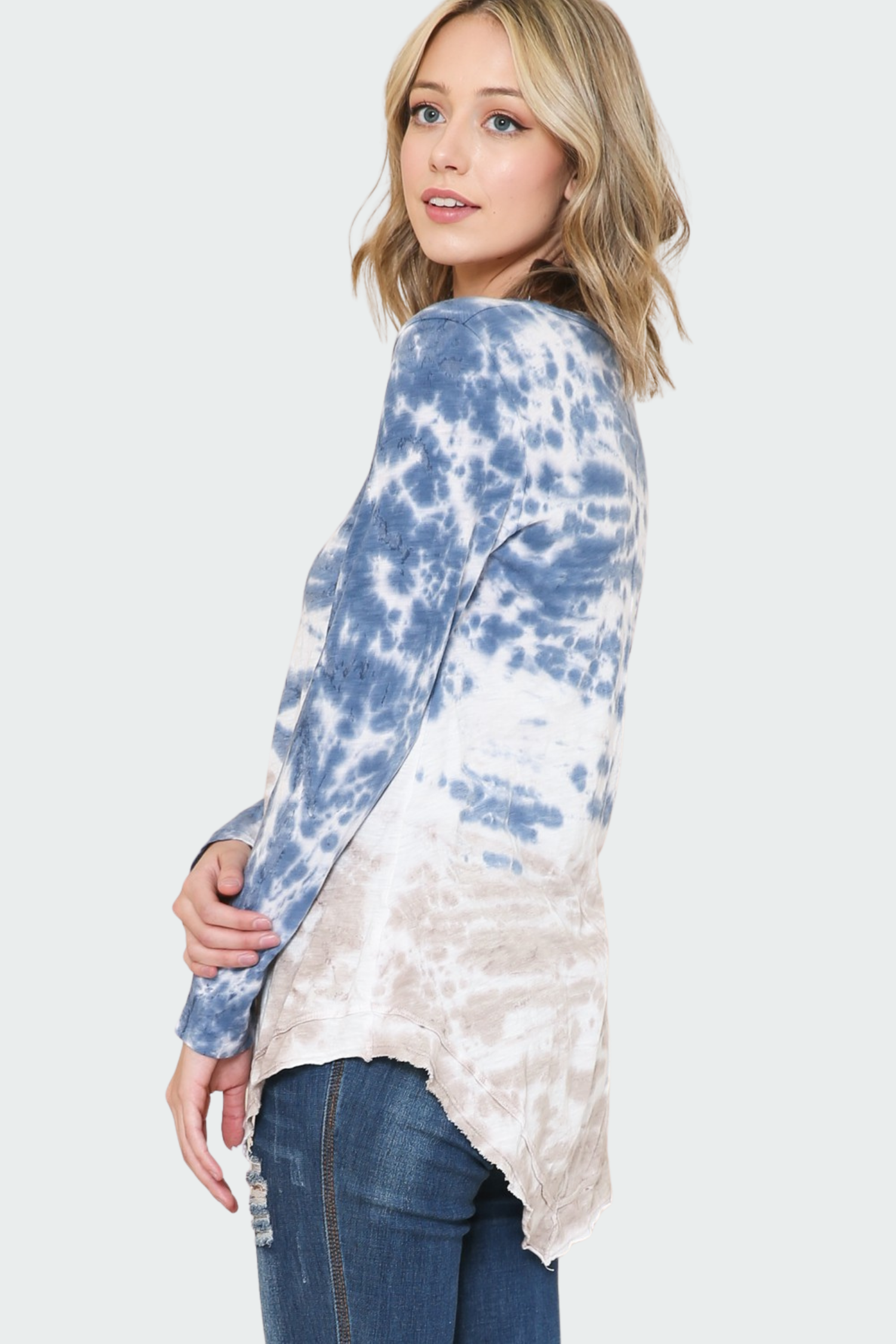Asymmetric Hi-Lo Hem Tie Dye Top