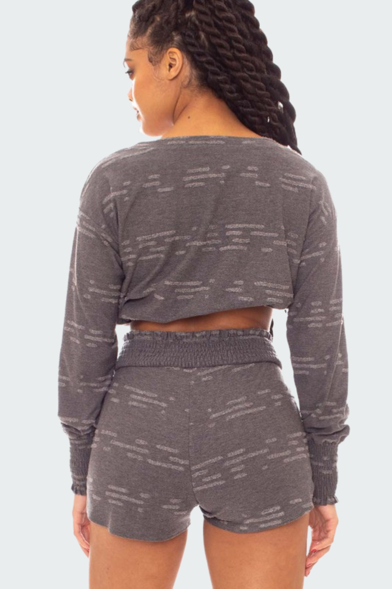 Distressed Crop Top Set