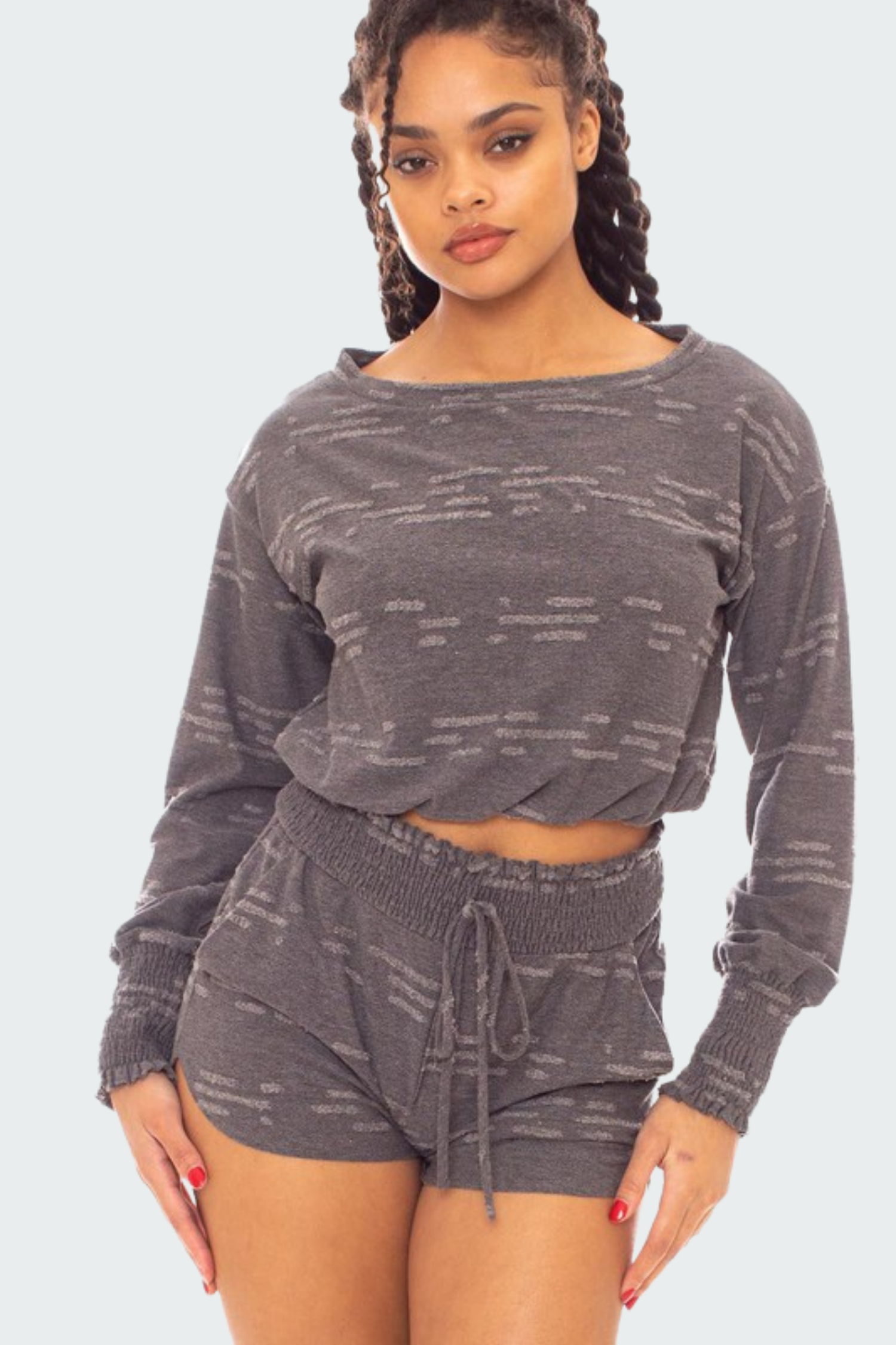 Distressed Crop Top Set