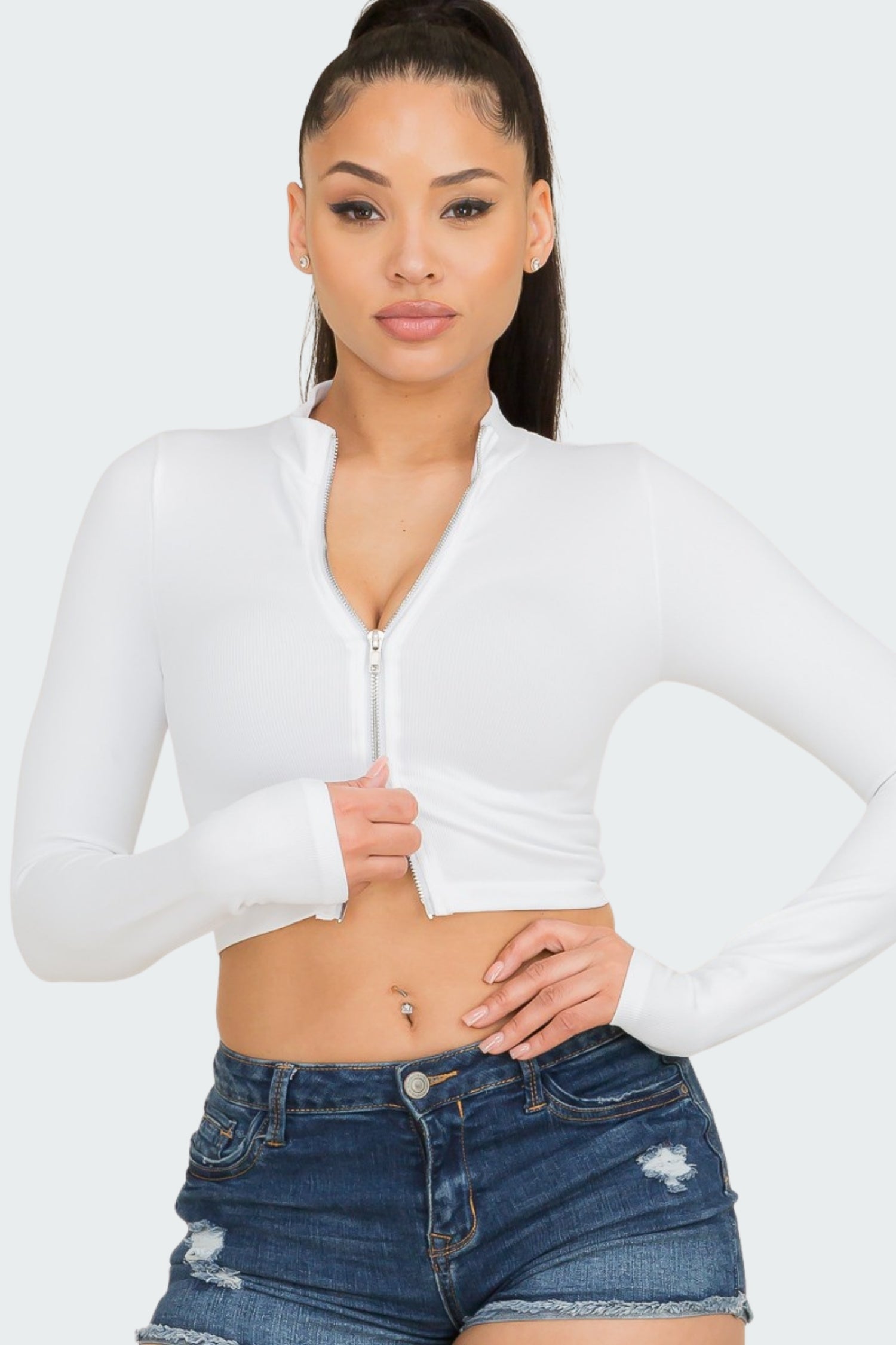 Double Zip Ribbed Top
